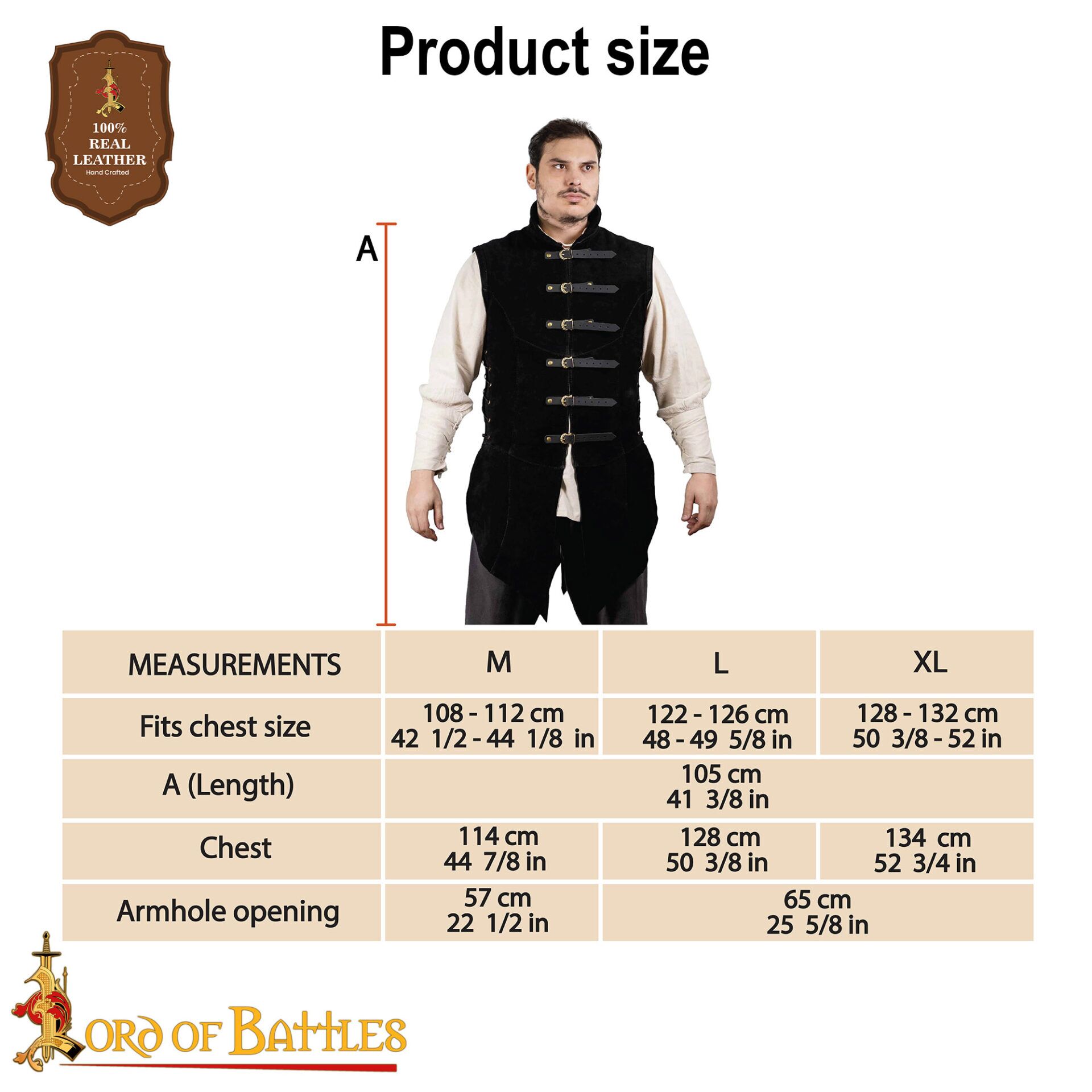Medieval Suede Leather Jerkin - 26008BK 2 Suede Leather Jerkin