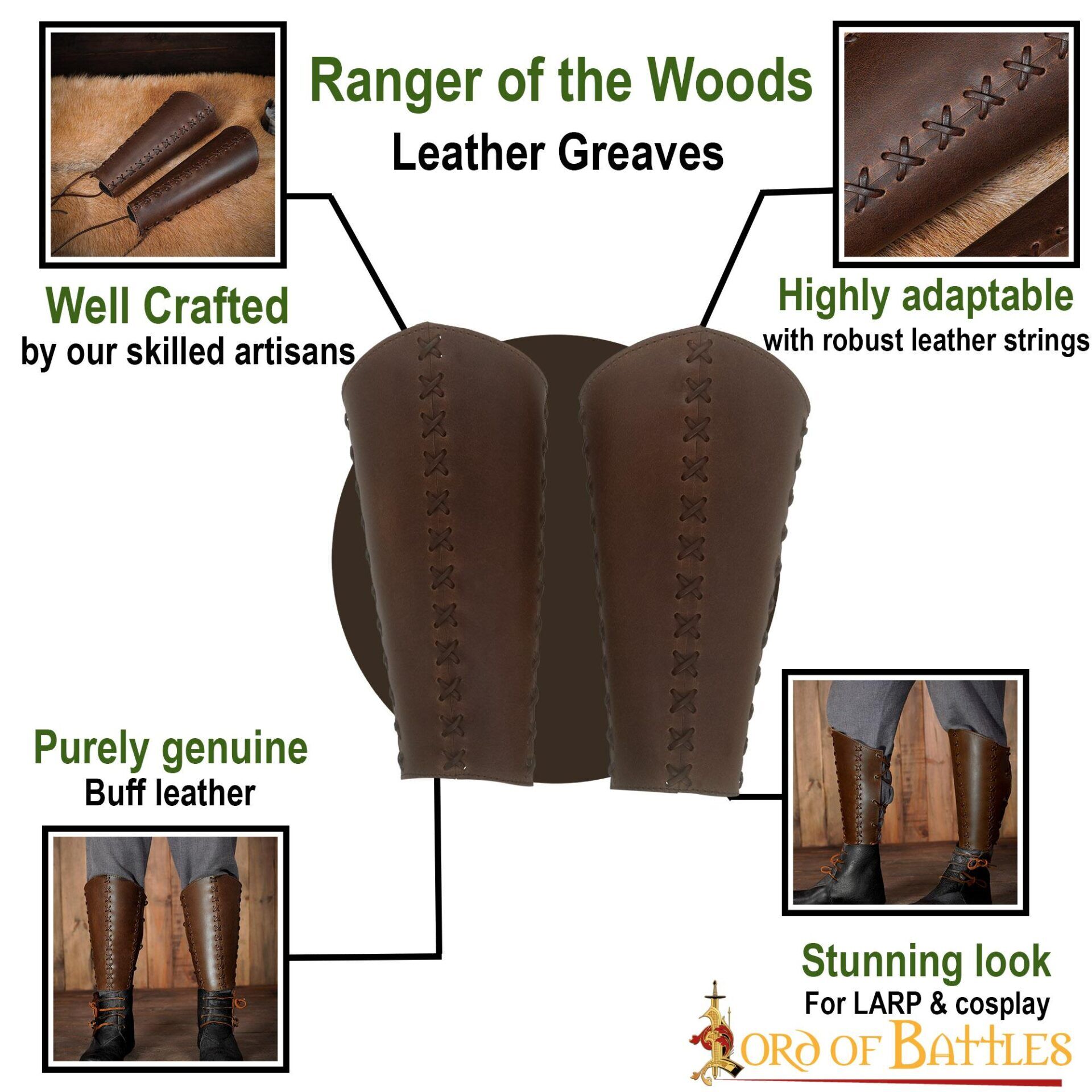 Ranger of the Woods Genuine Leather Greaves for Leg Protection Ranger of the Woods Genuine Leather Greaves for Leg Protection