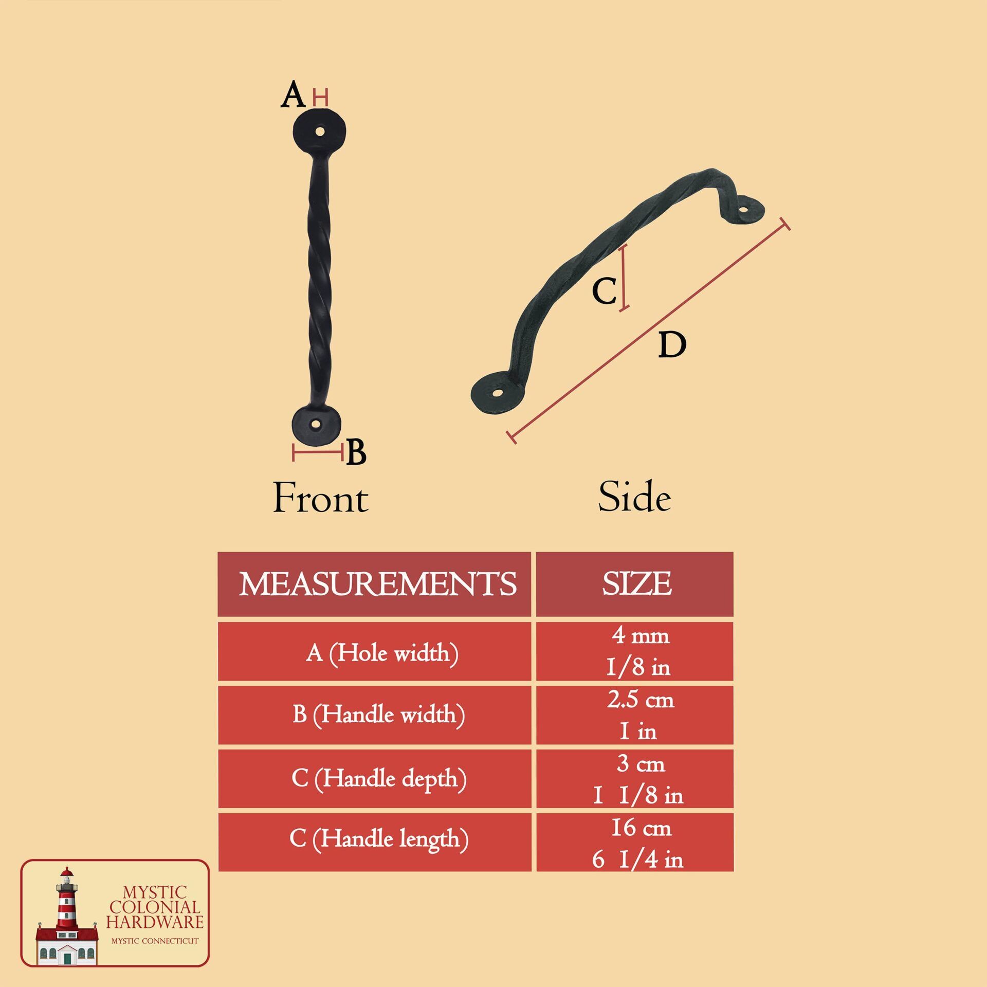 Rustic Twisted Iron Door Pull Handle - 500098OB-2SET 2 Door Pull handle