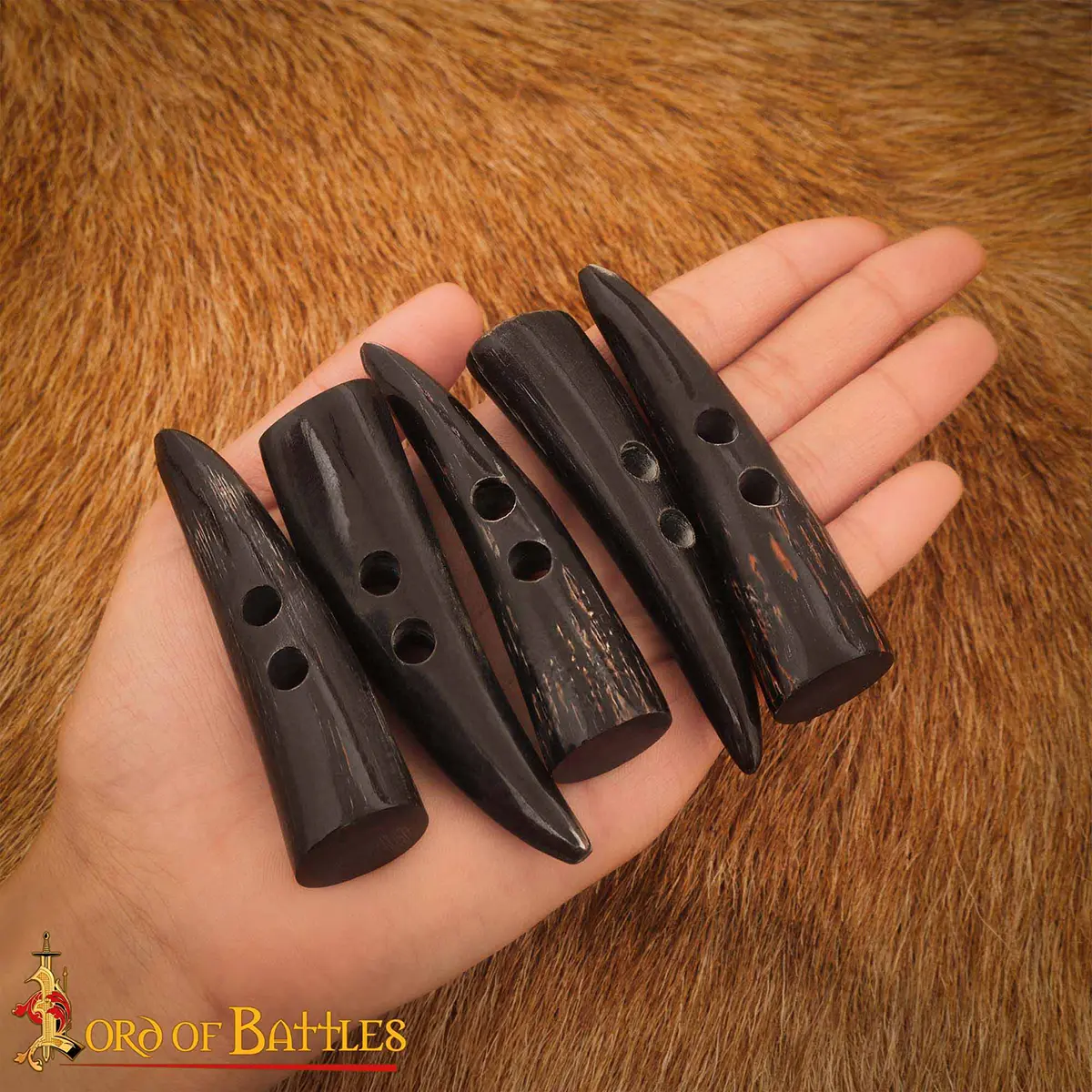 Viking Medieval Ox Horn Toggles, Set of 5 Handcrafted Natural Horn Fasteners Viking Medieval Ox Horn Toggles, Set of 5 Handcrafted Natural Horn Fasteners - Image 2