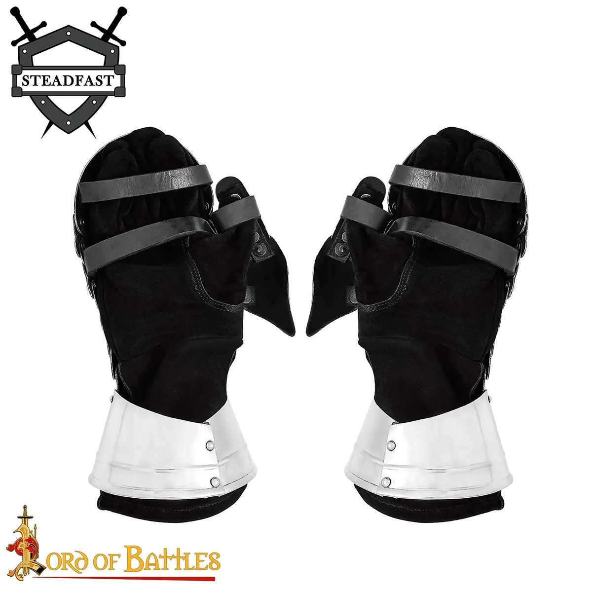 16 Gauge Medieval Clamshell Gauntlets with Suede Leather – Type B 16 Gauge Medieval Clamshell Gauntlets with Suede Leather – Type B - Image 5