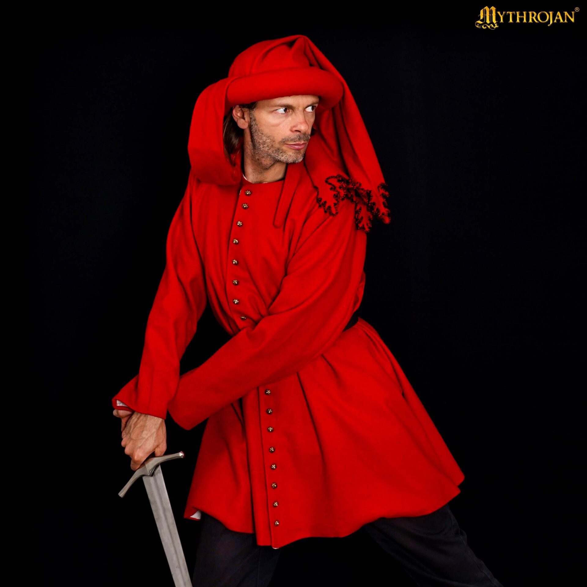 Late Medieval Houpelande Gown in Woolen-301071RD 4 Houppelande
