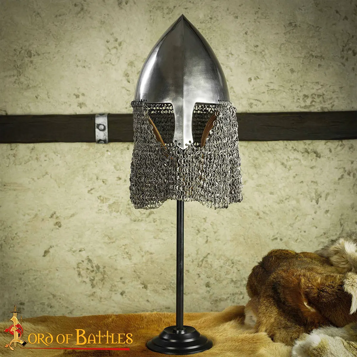 Olmutz Nasal 11th Century Helmet with Chainmail Camail 12 gauge - Image 2