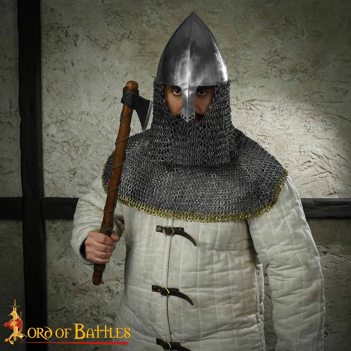 Olmutz Nasal 11th Century Helmet with Chainmail Camail 12 gauge - Image 5