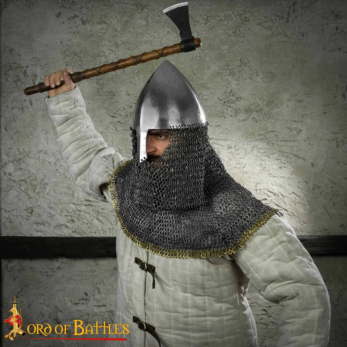 Olmutz Nasal 11th Century Helmet with Chainmail Camail 12 gauge - Image 6