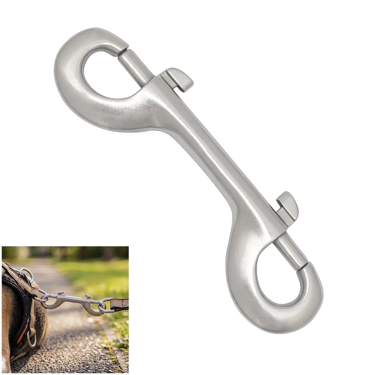 26281N-Featured-Ai Double-Ended Nickle Plated Dog Lead Clip – Durable & Versatile