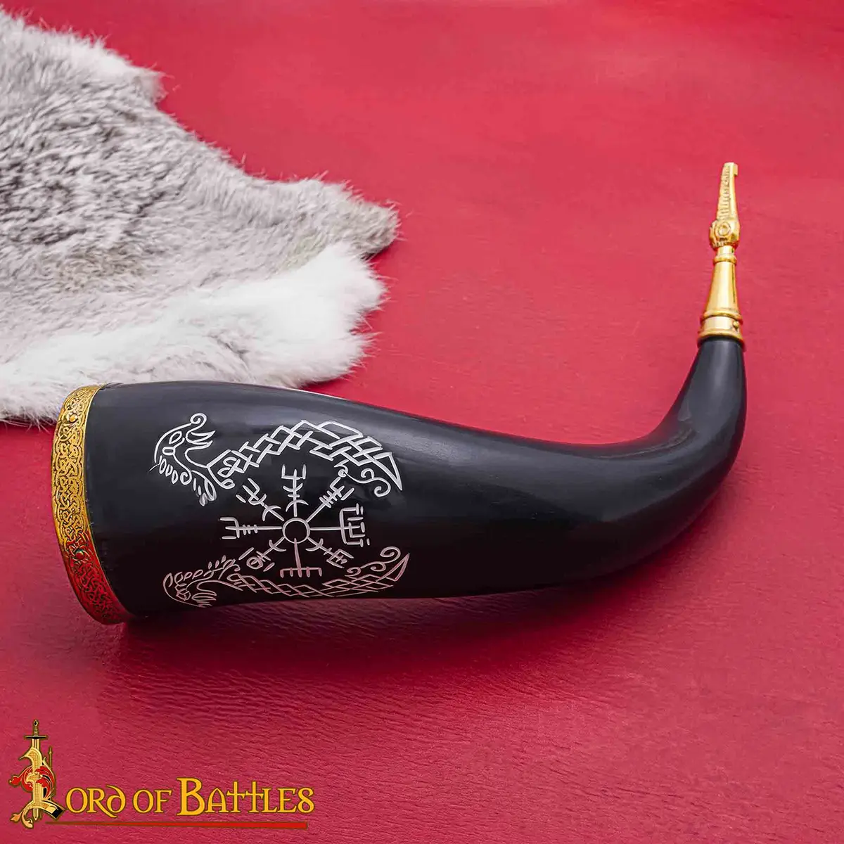 Vegvísir & Jörmungandr Viking Drinking Horn - Image 2