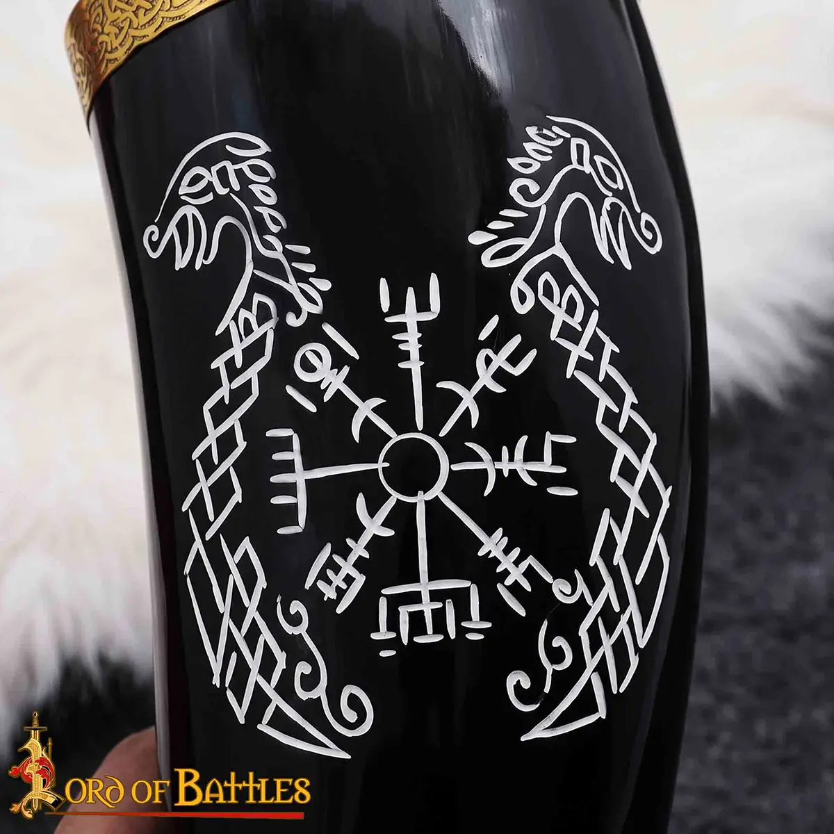 Vegvísir & Jörmungandr Viking Drinking Horn - Image 7