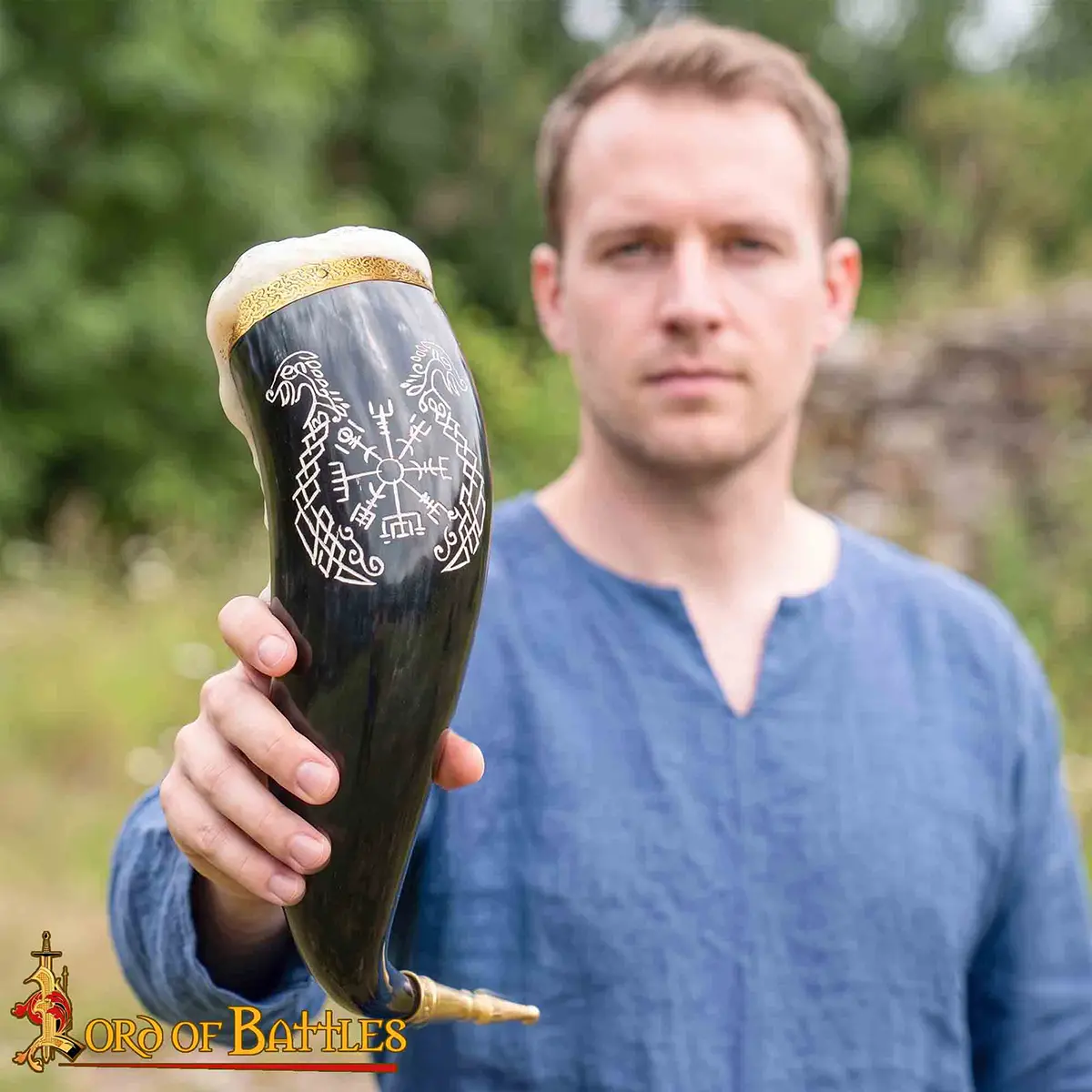 Vegvísir & Jörmungandr Viking Drinking Horn - Image 4