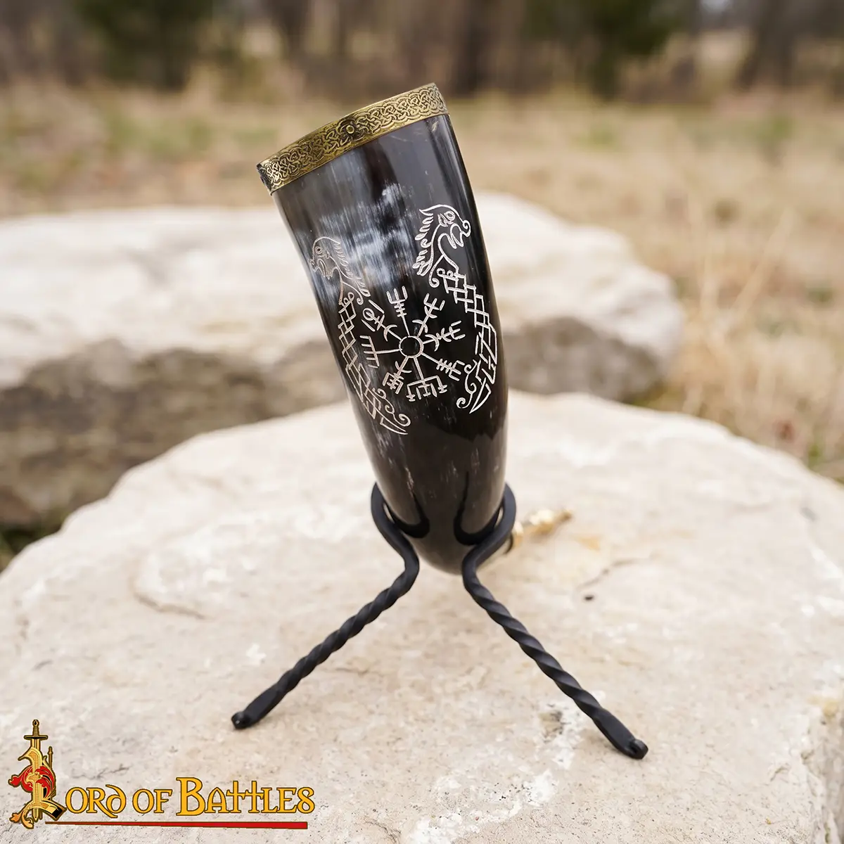 Vegvísir & Jörmungandr Viking Drinking Horn - Image 9