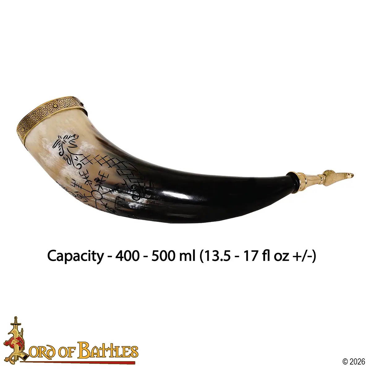 Vegvísir & Jörmungandr Viking Drinking Horn - Image 3