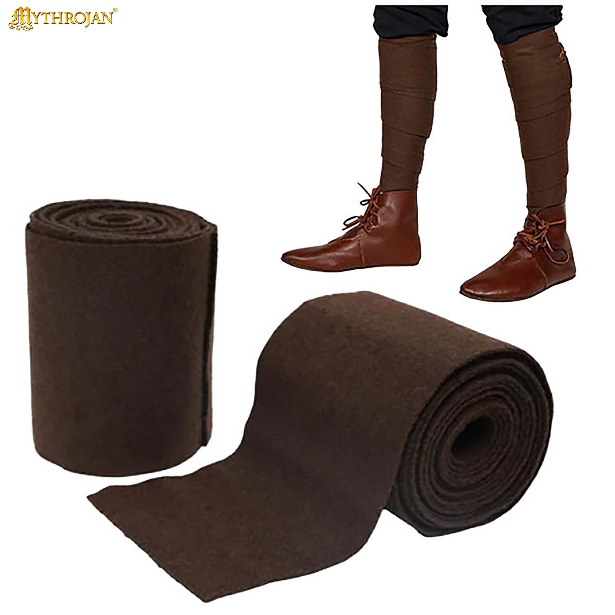 Medieval Woolen Leg Wraps Winingas-Viking Calf Wraps-301083BR-SET 3 Medieval Woolen Leg Wraps Winingas - Viking Calf Wraps