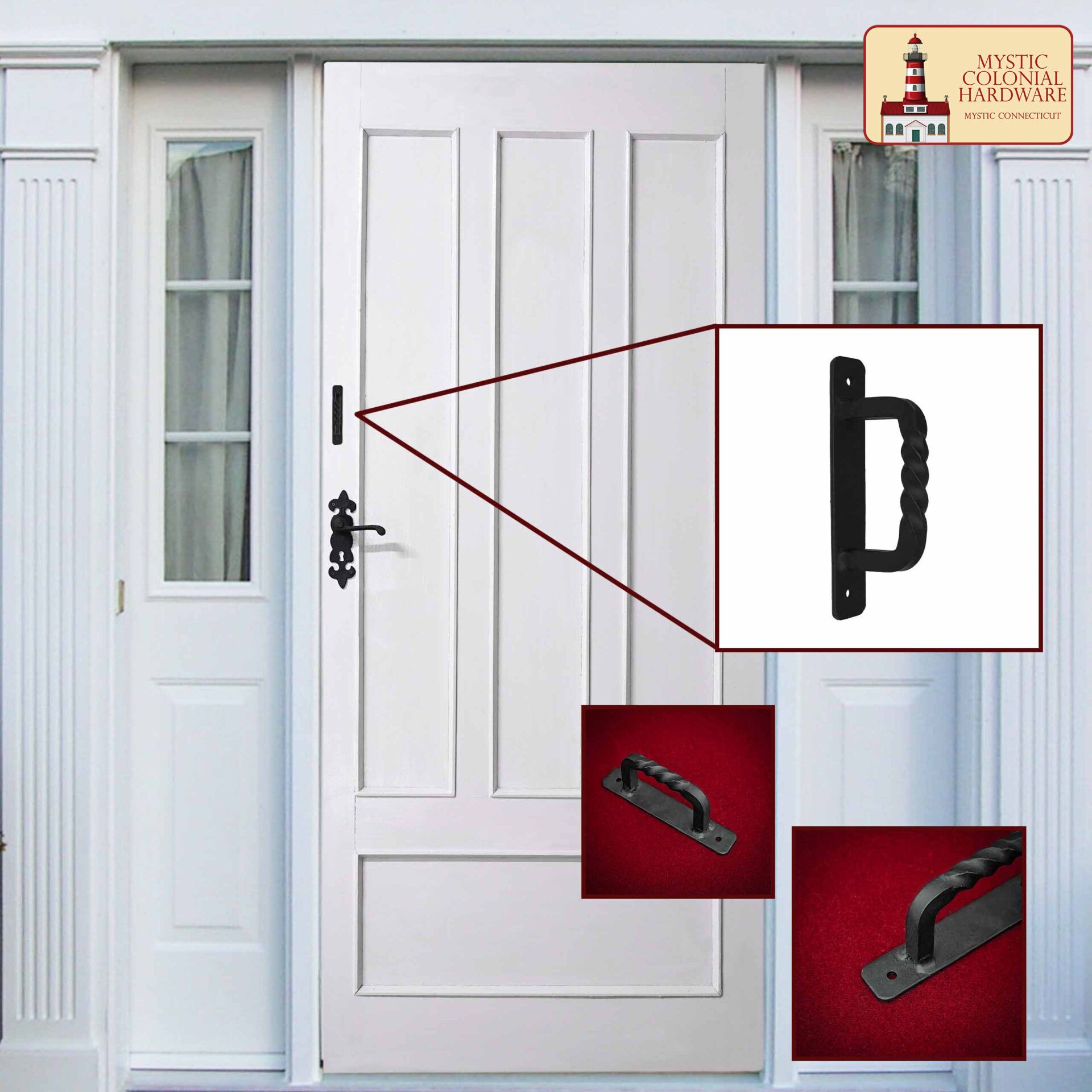 Colonial Era Wrought Iron Handle-500265OB 5 Medieval Style Castle Door Handle: Solid Hand Forged Iron