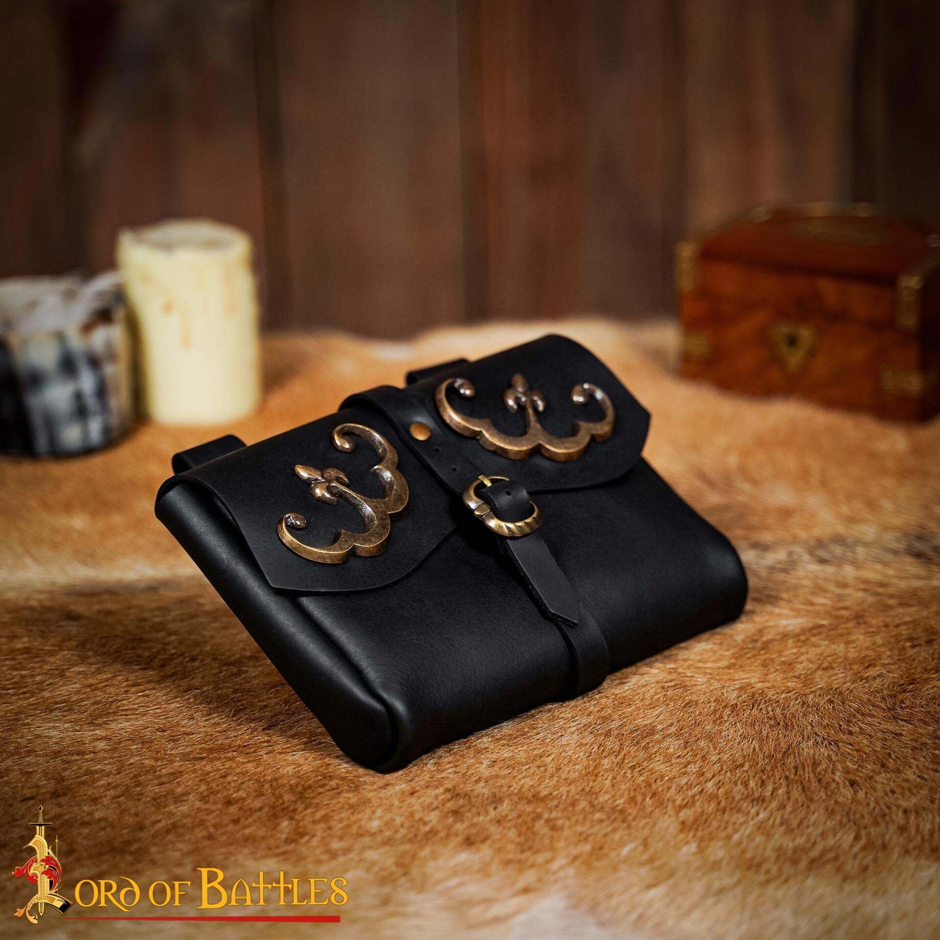 Medieval Leather Belt Pouch-26070BK 1 Leather Bag