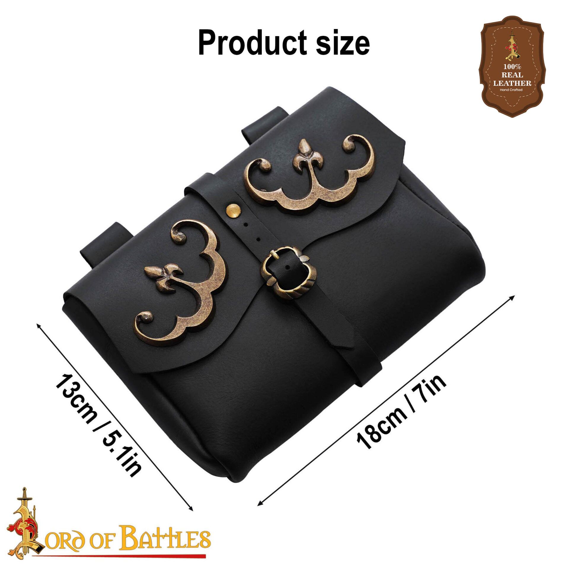 Medieval Leather Belt Pouch-26070BK 2 Leather Bag