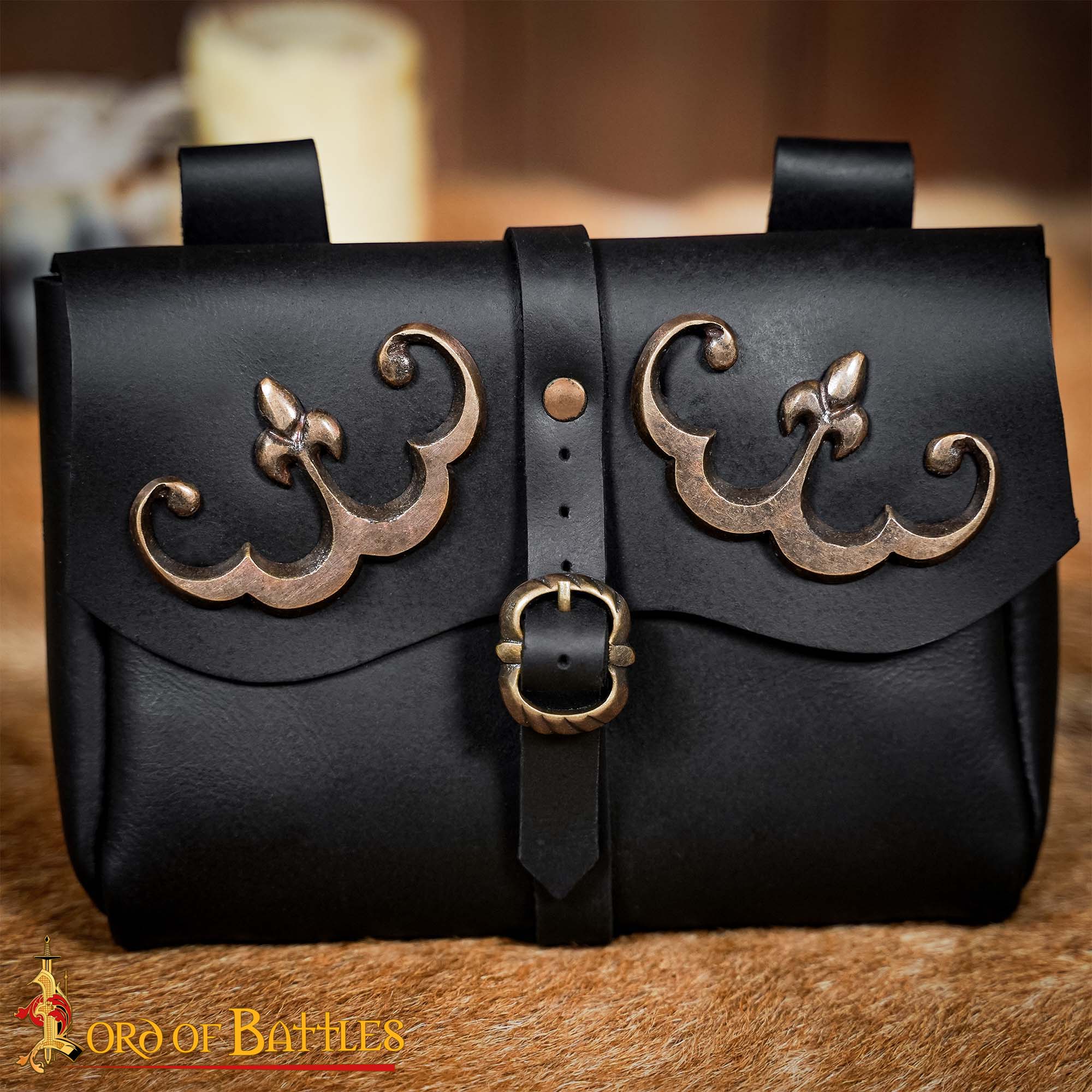 Medieval Leather Belt Pouch-26070BK Leather Bag