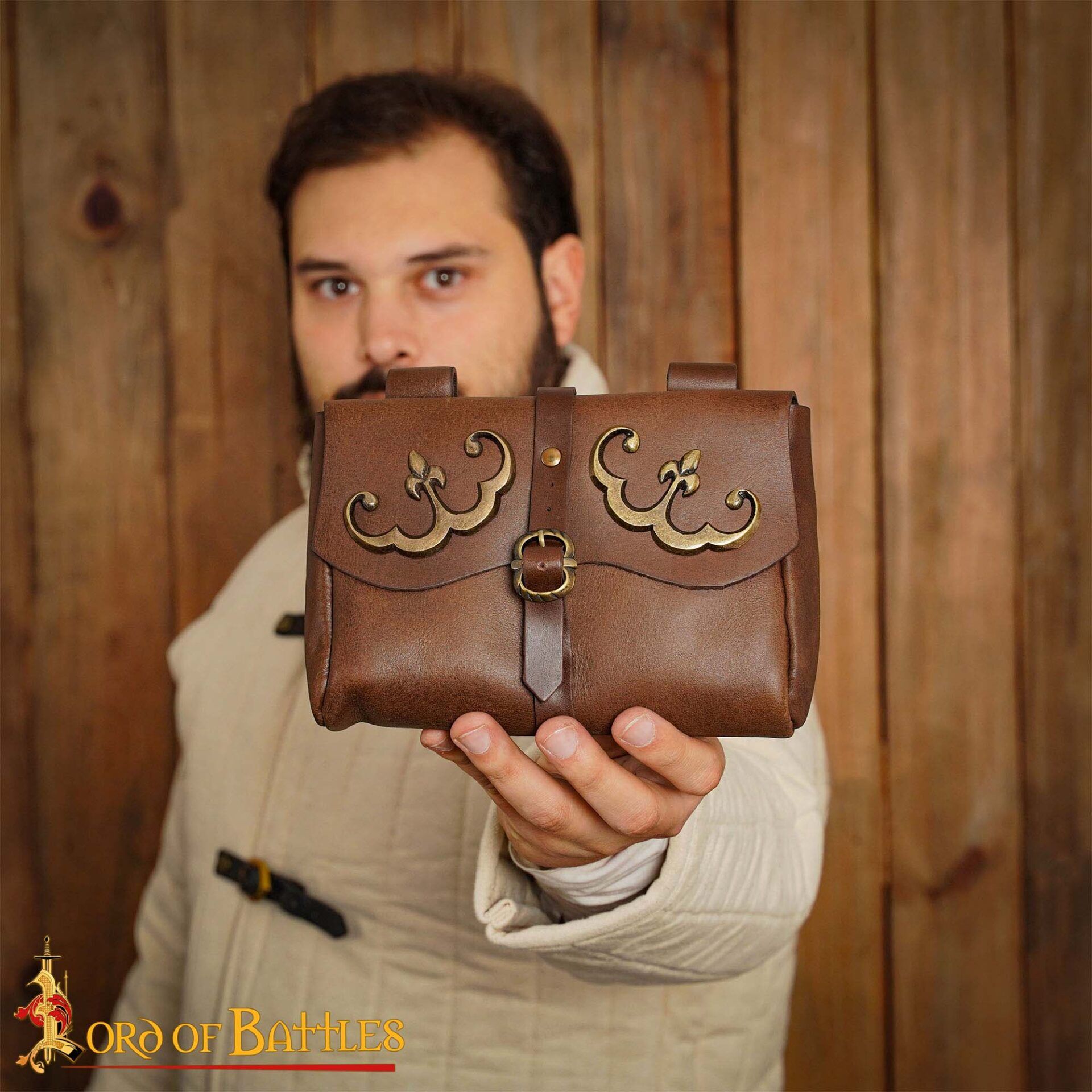 Medieval Leather Belt Pouch-26070CBR 1 Leather Bag