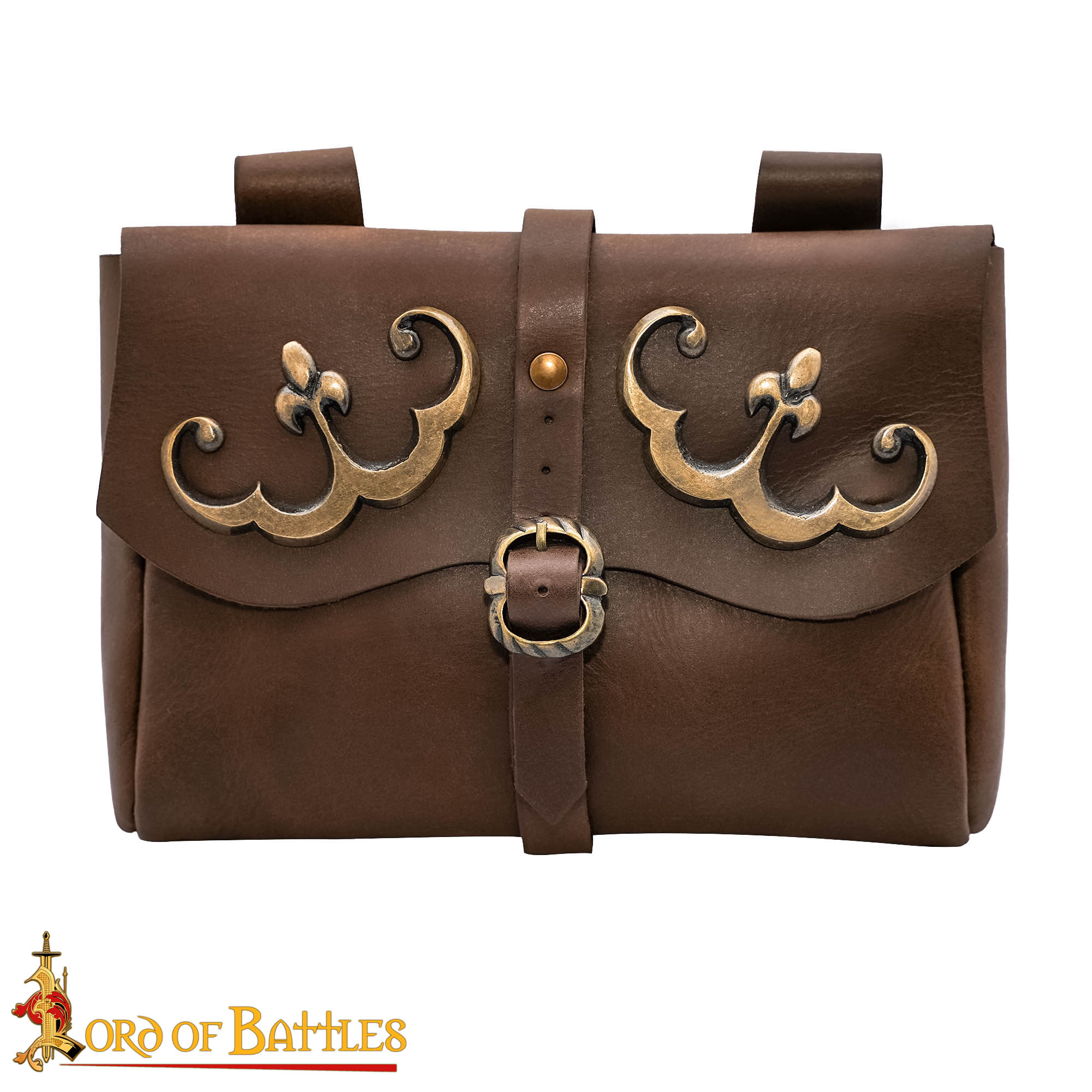 Medieval Leather Belt Pouch-26070CBR 3 Leather Bag
