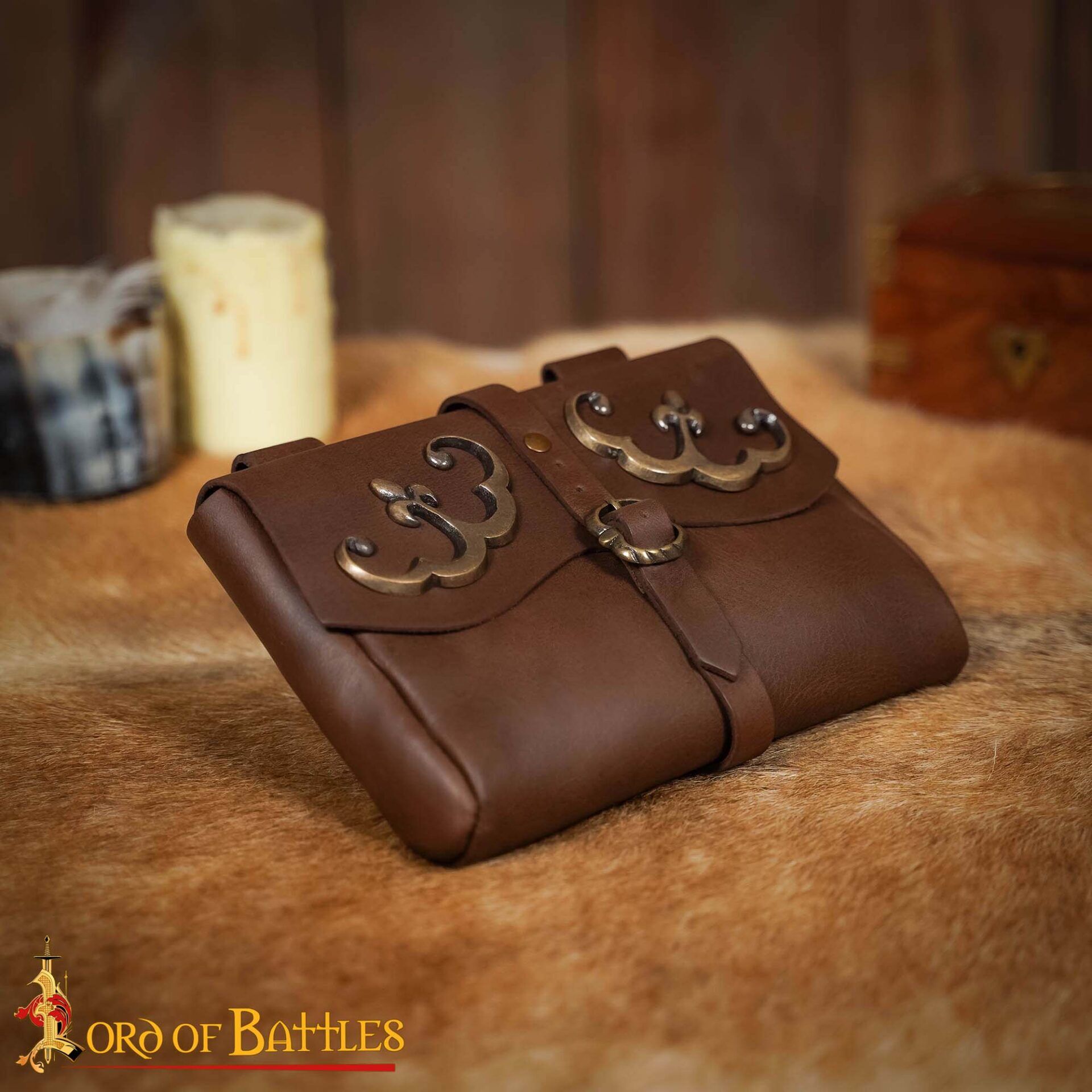 Medieval Leather Belt Pouch-26070CBR 4 Leather Bag