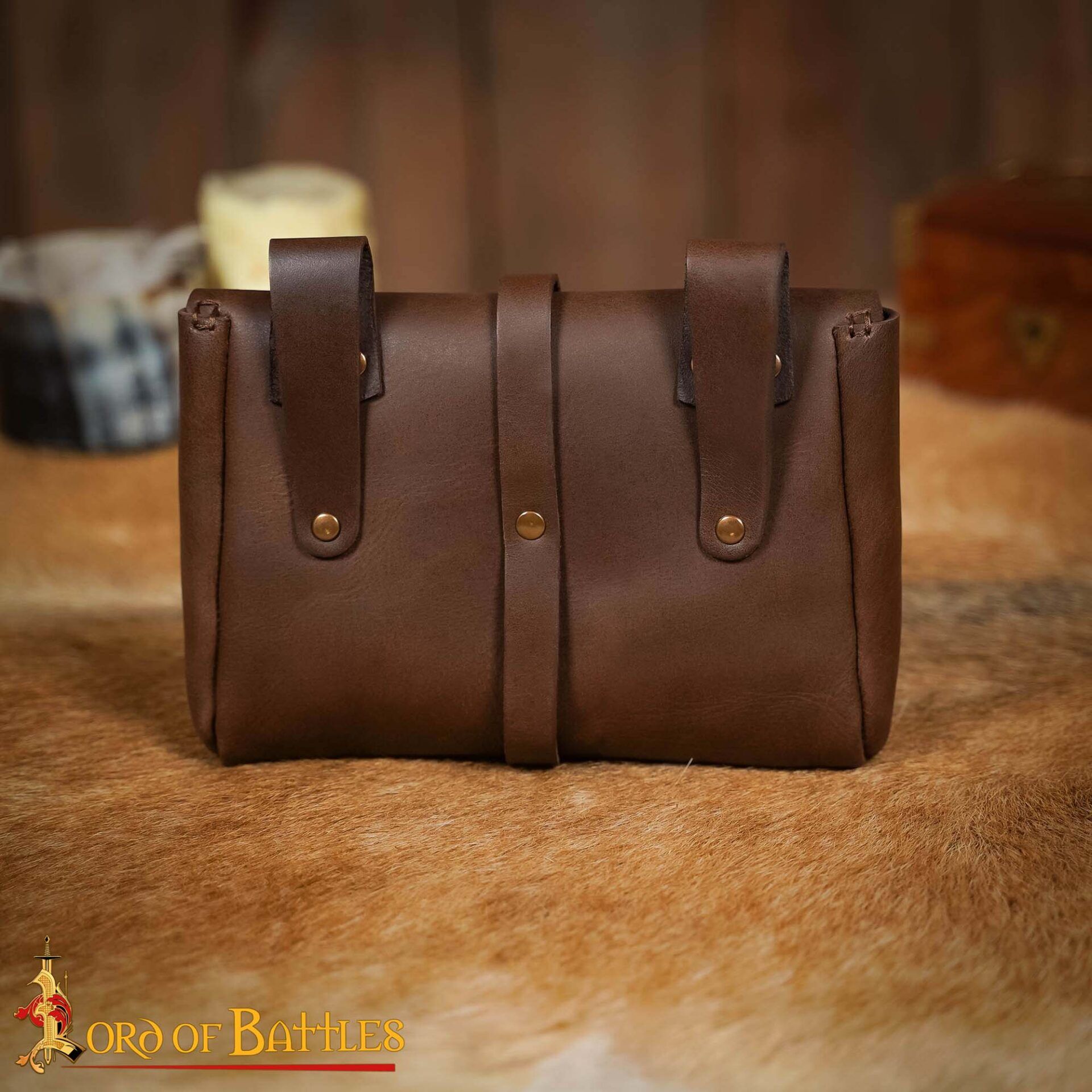 Medieval Leather Belt Pouch-26070CBR 6 Leather Bag