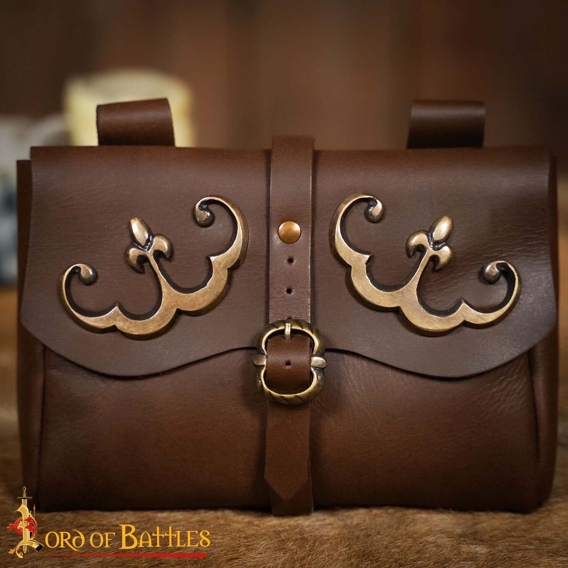 Medieval Leather Belt Pouch-26070CBR Leather Bag