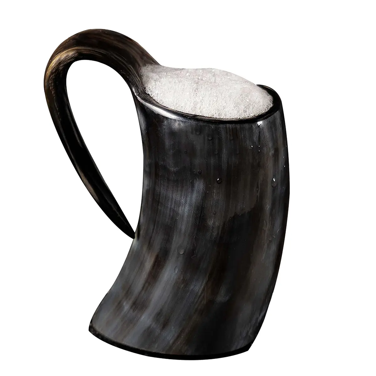 Set of 2 Viking Horn Ale Mugs – Handcrafted Ox Horn Mead Tankards with Handle (4.5″ / 250 ml) - Image 2