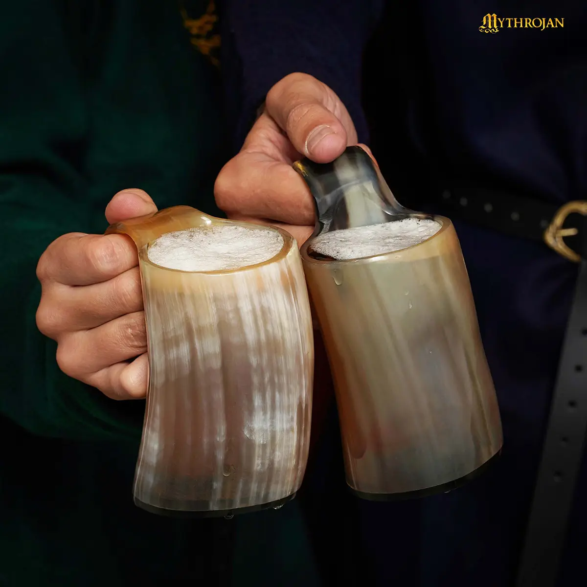 Set of 2 Viking Horn Ale Mugs – Handcrafted Ox Horn Mead Tankards with Handle (4.5″ / 250 ml) - Image 10