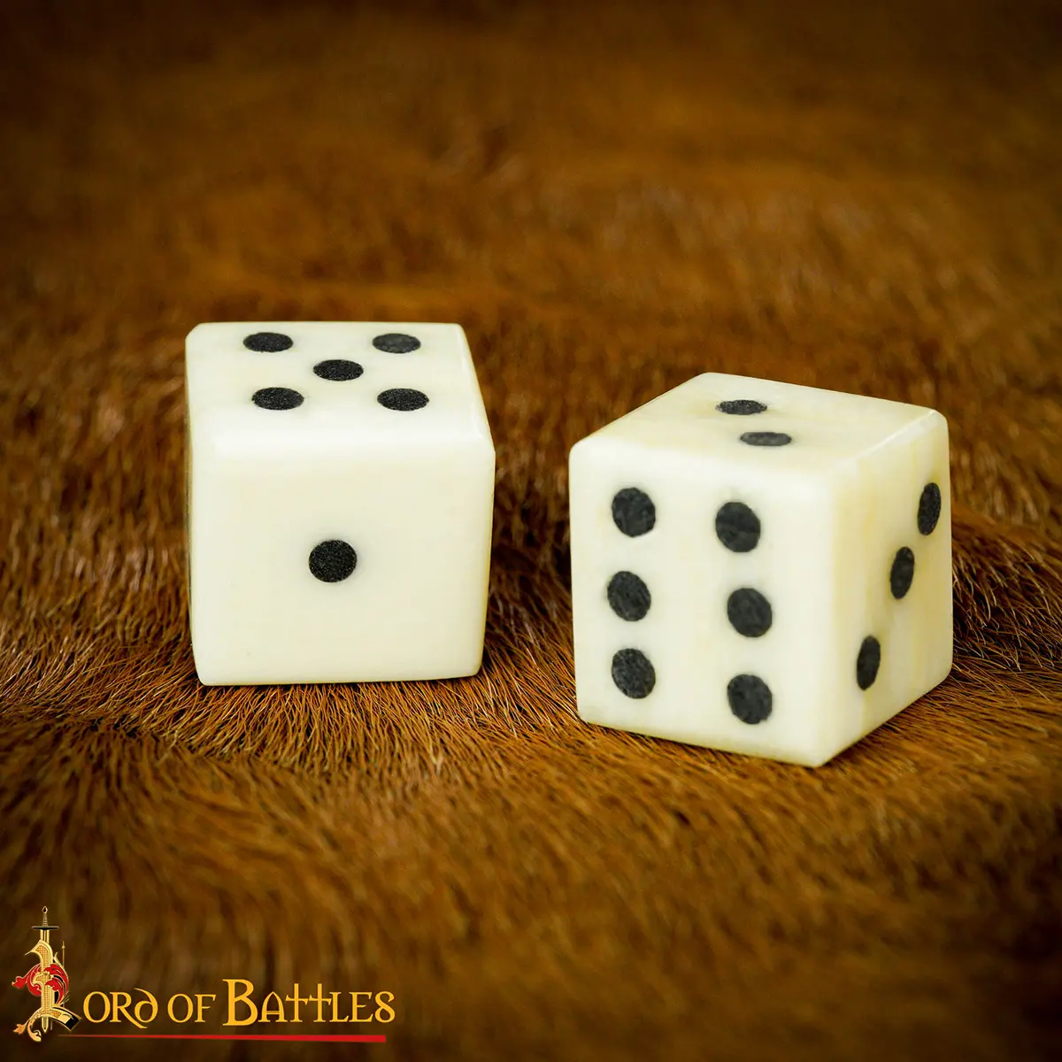 Medieval Bone Dice – Handcrafted Set of 6 (Ox Bone, 1.2 cm) - Image 2