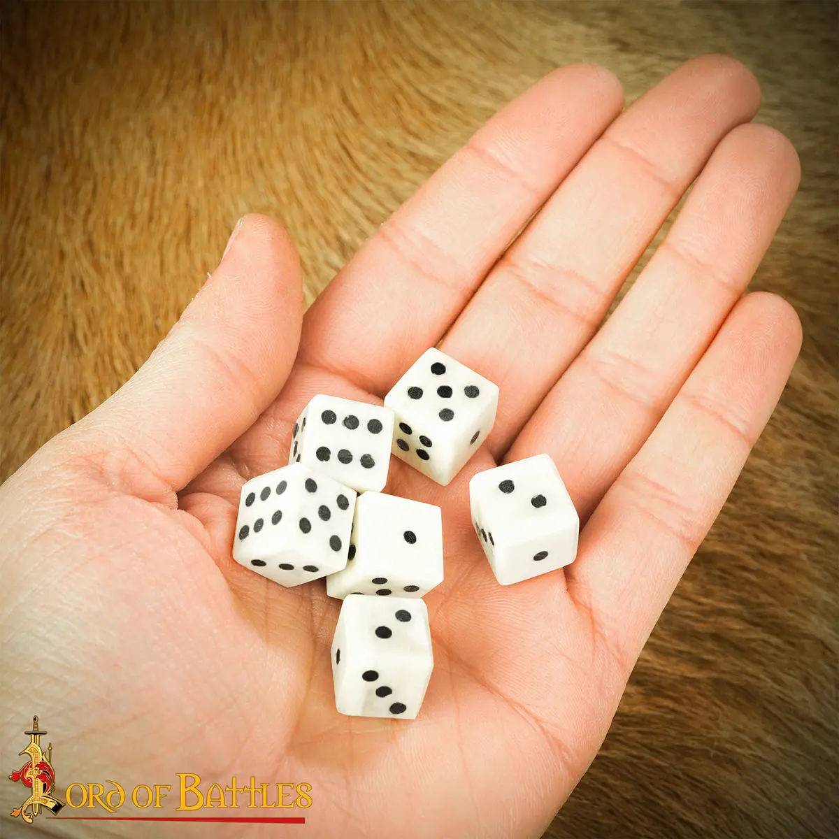 Medieval Bone Dice – Handcrafted Set of 6 (Ox Bone, 1.2 cm) - Image 8