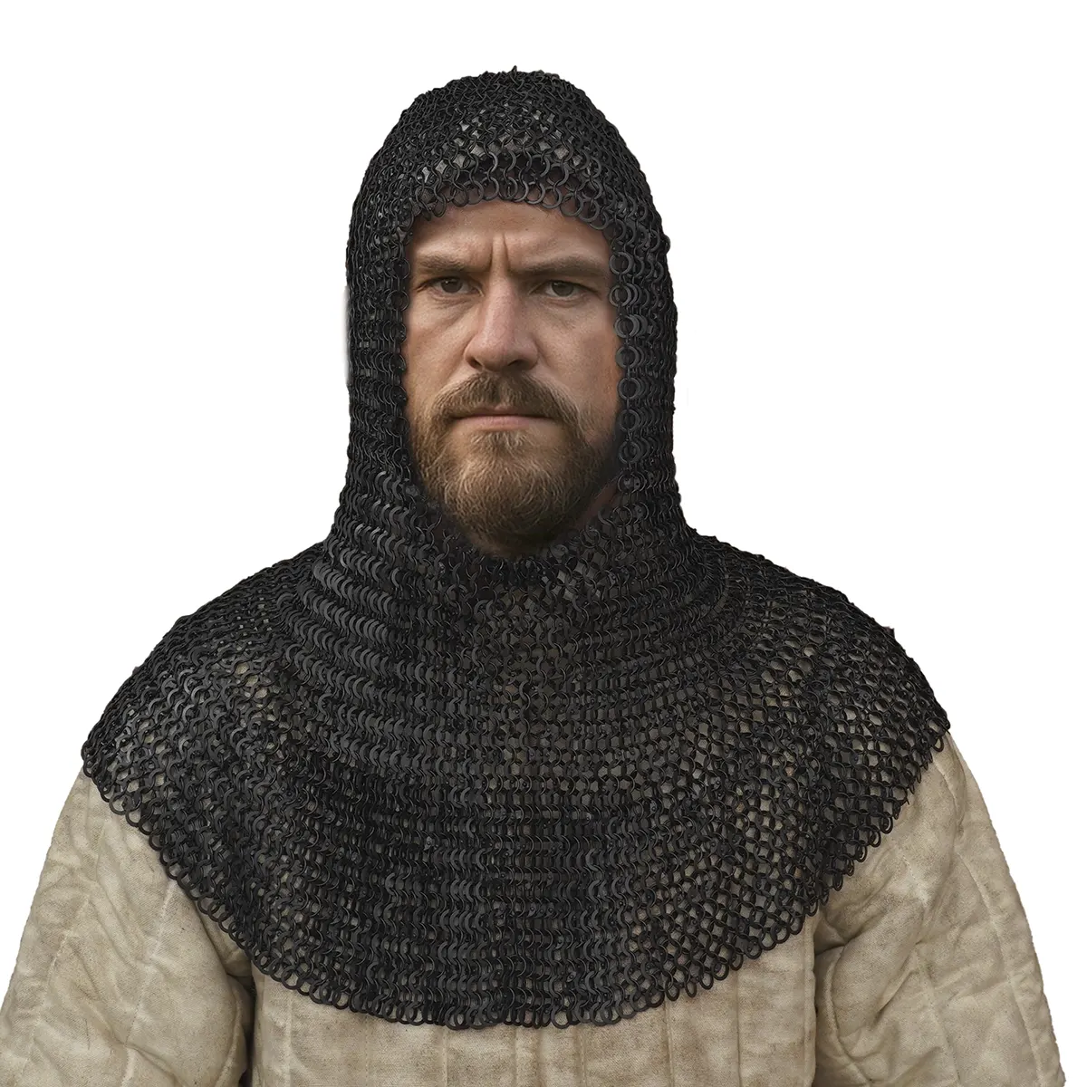 354BK-Featured-Ai Round Riveted Chainmail Coif