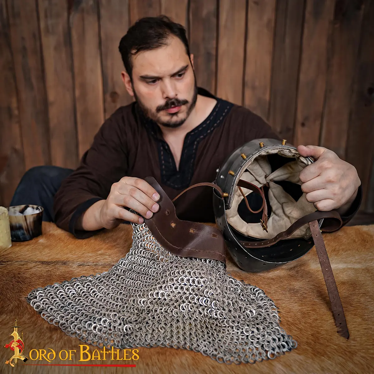 Medieval Chainmail Aventail Dome Riveted Flat Ring and Alternating 9 mm - Image 5