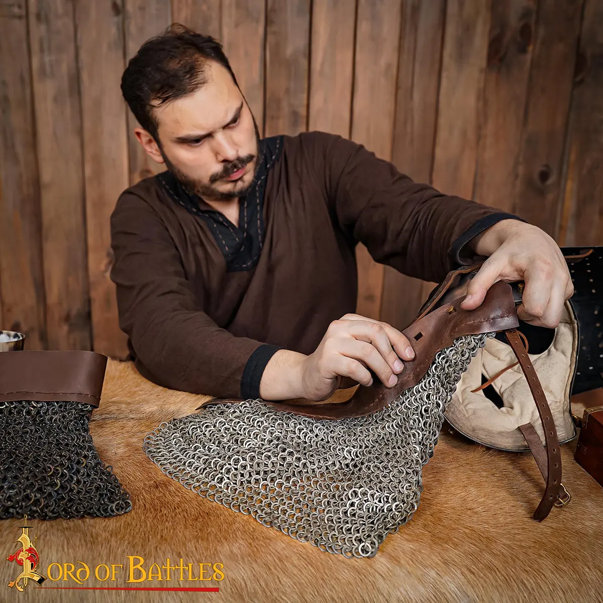 Medieval Chainmail Aventail Dome Riveted Flat Ring and Alternating 9 mm - Image 8