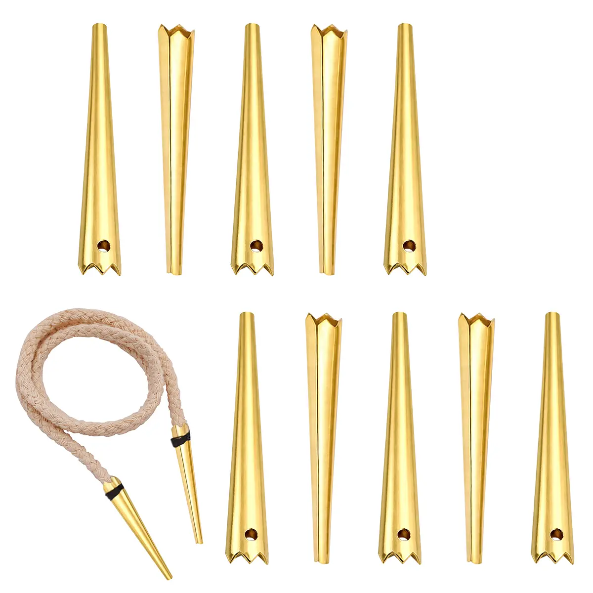Medieval Brass Aiglets Set Castle-Top Design - 10 pcs