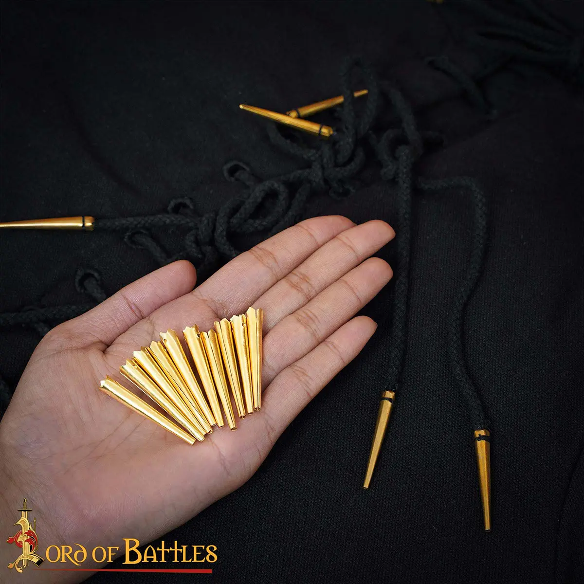 Medieval Brass Aiglets Set Castle-Top Design - 10 pcs - Image 8