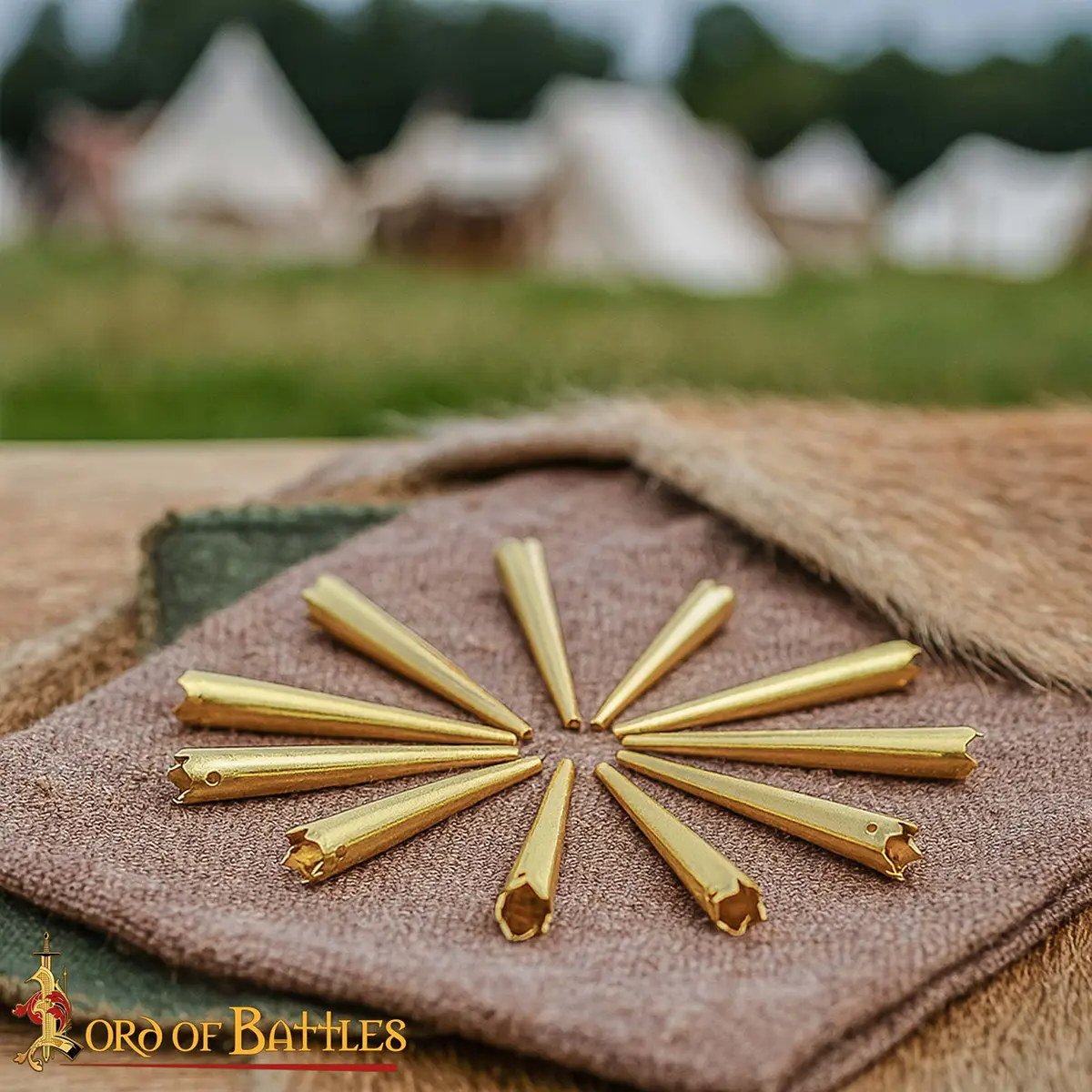 Medieval Brass Aiglets Set Castle-Top Design - 10 pcs - Image 2