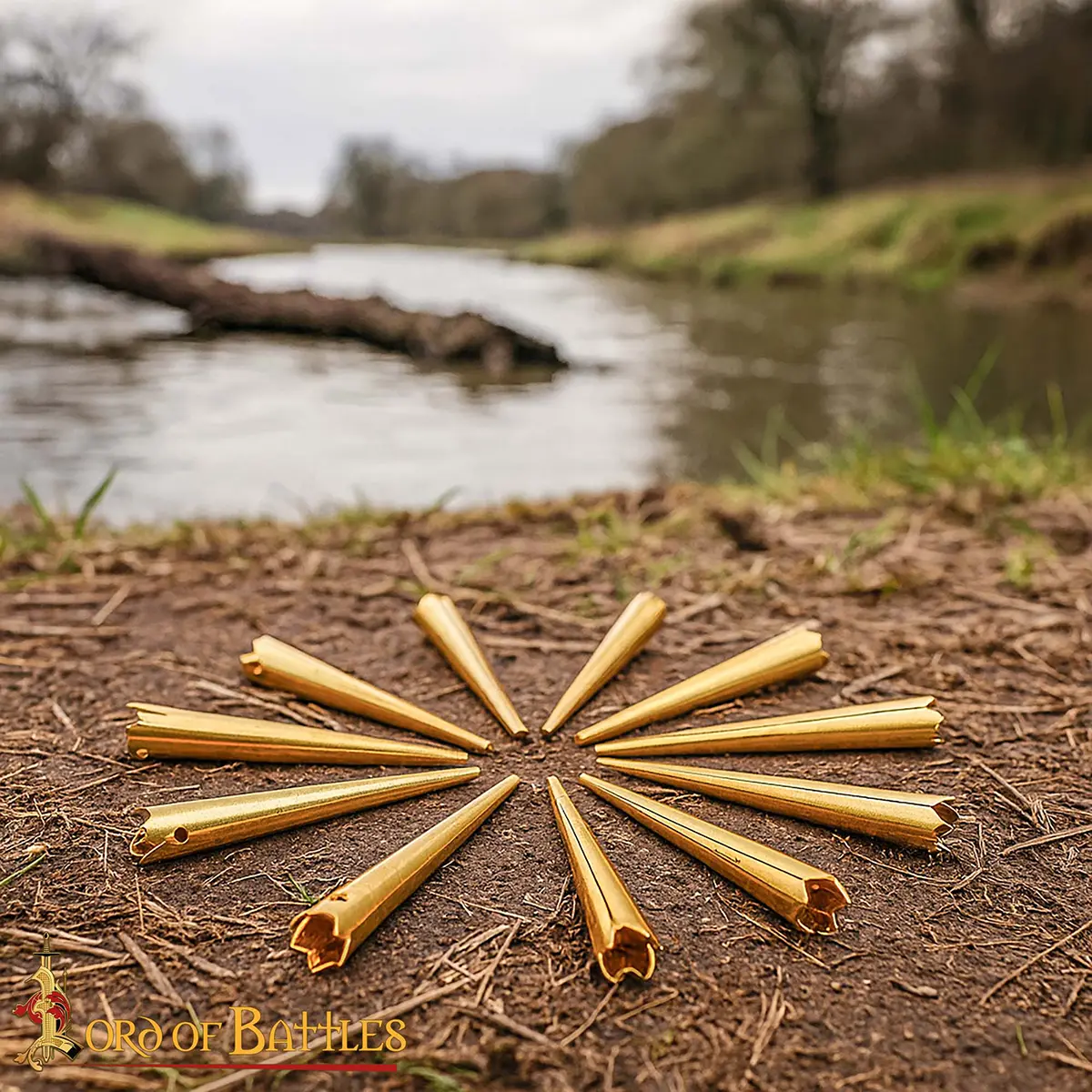 Medieval Brass Aiglets Set Castle-Top Design - 10 pcs - Image 6