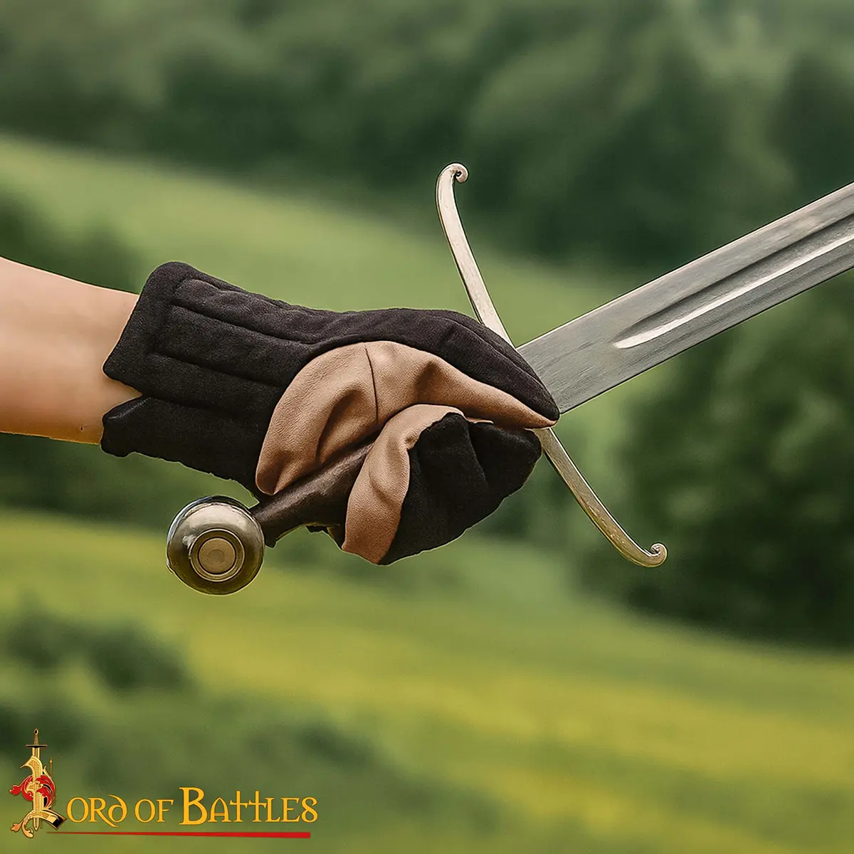 Padded Cotton Canvas Gloves with Leather Grip – Medieval Reenactment Hand Protection - Image 5
