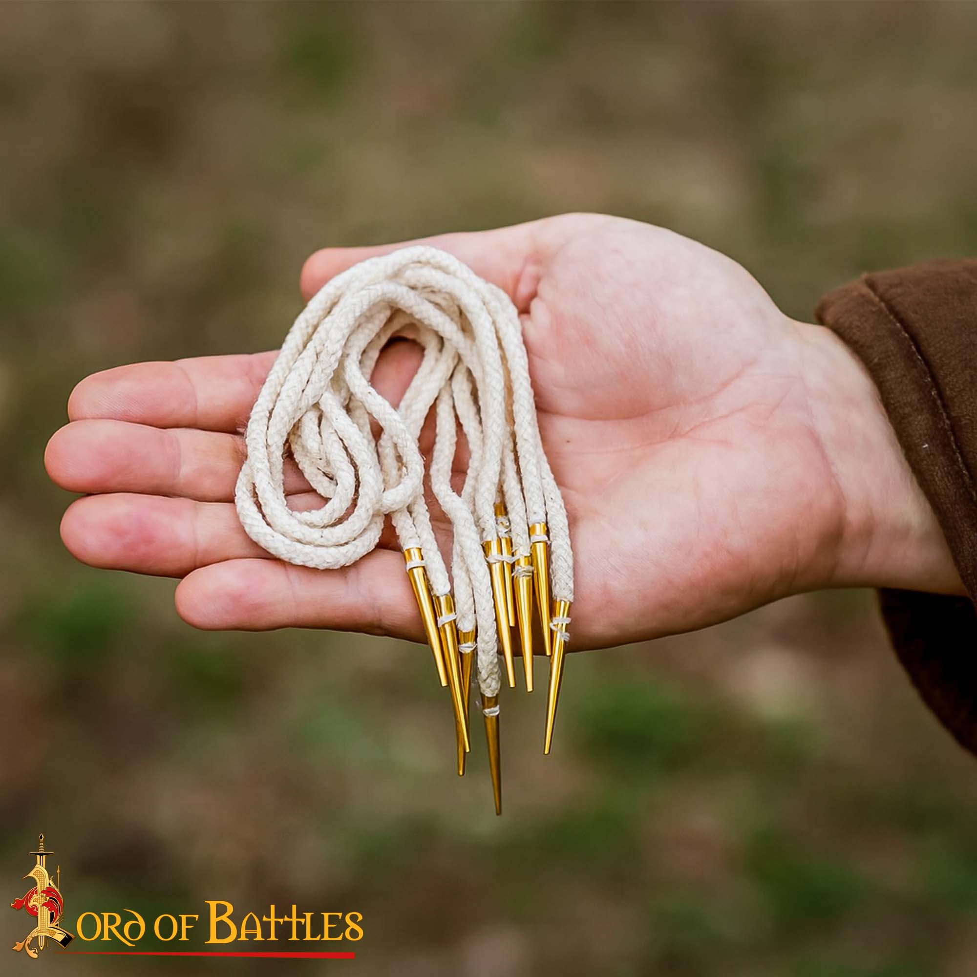 Brass Aiglets with Cotton Strings-7450E-5Pcs 6 Brass Aiglets