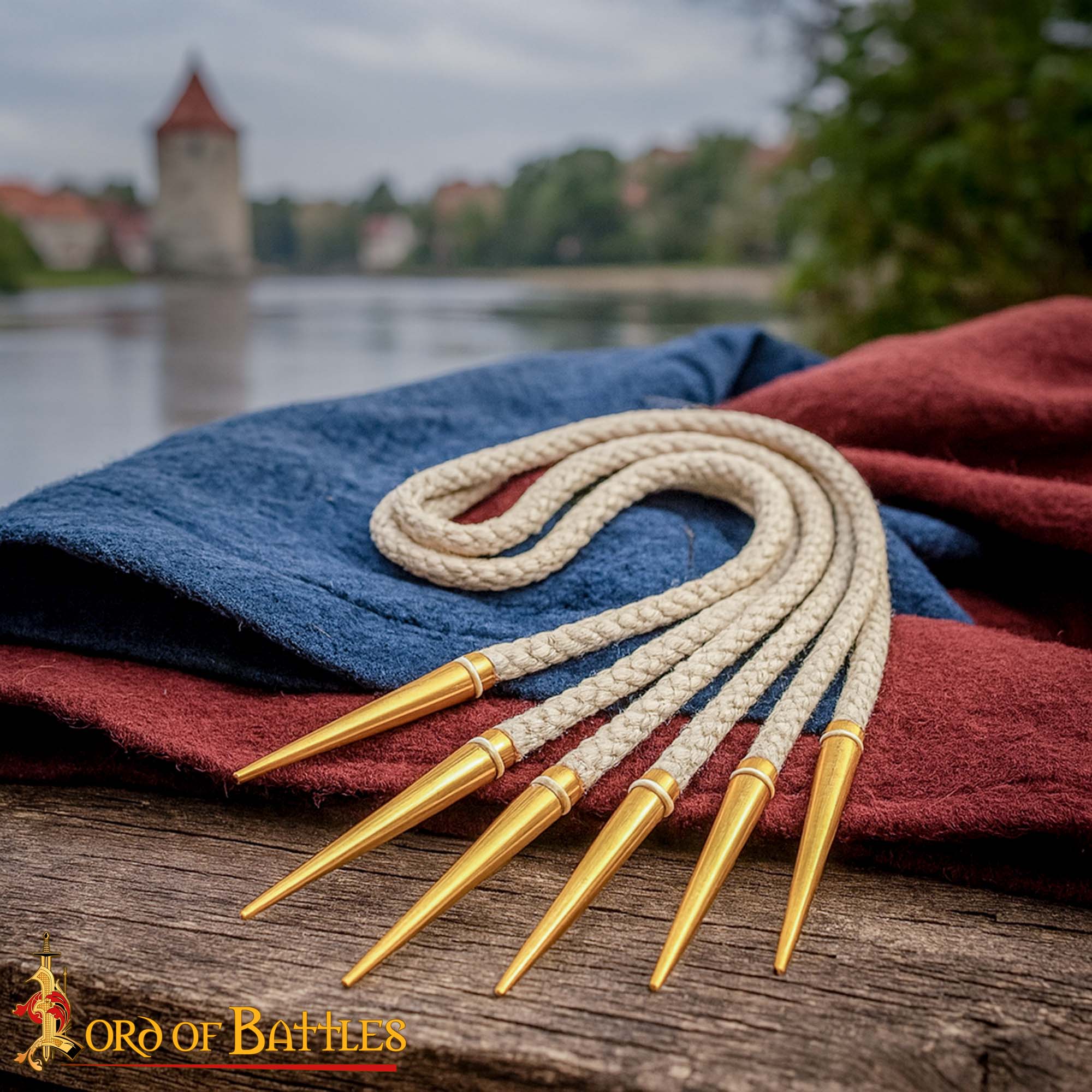 Brass Aiglets with Cotton Strings-7450E-5Pcs Brass Aiglets