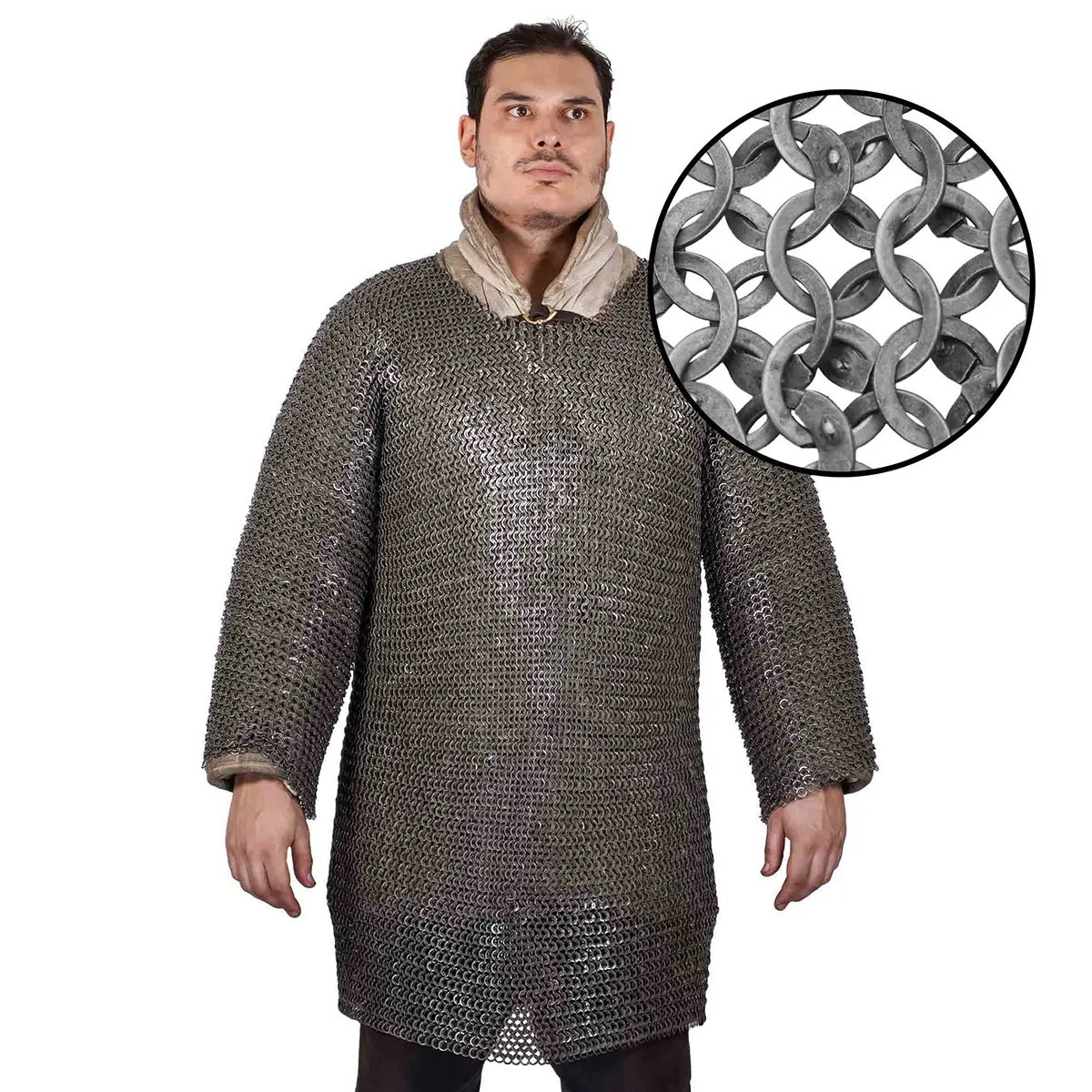 Half Sleeves Chainmail Haubergeon 9 mm Flat Ring Wedge Riveted Alternating