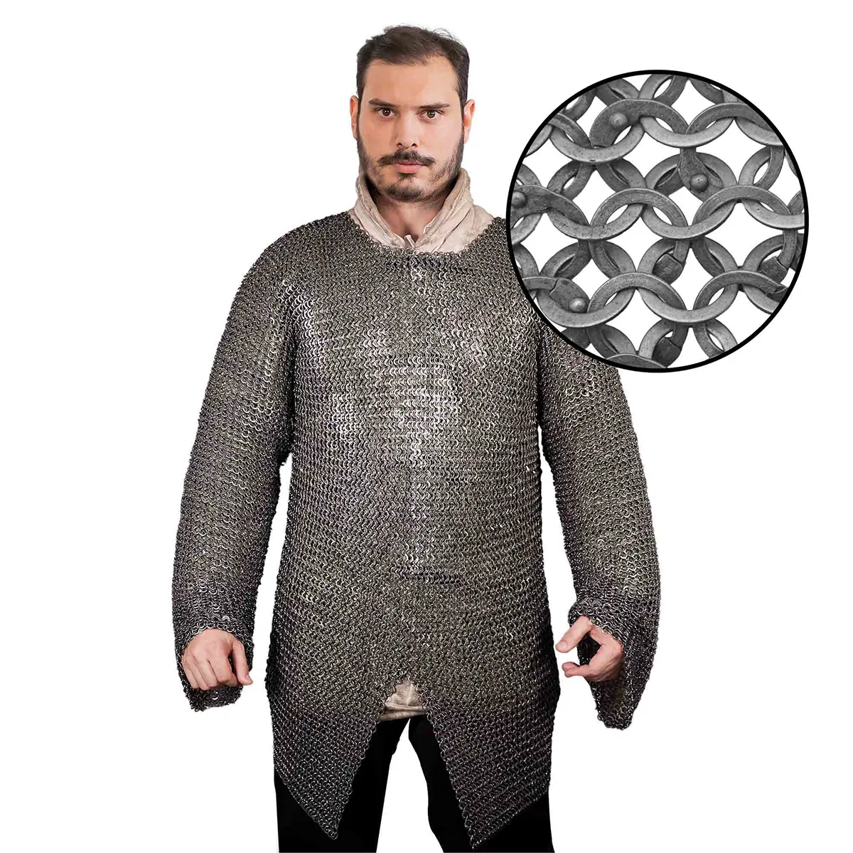 272N-Featured riveted chainmail hauberk