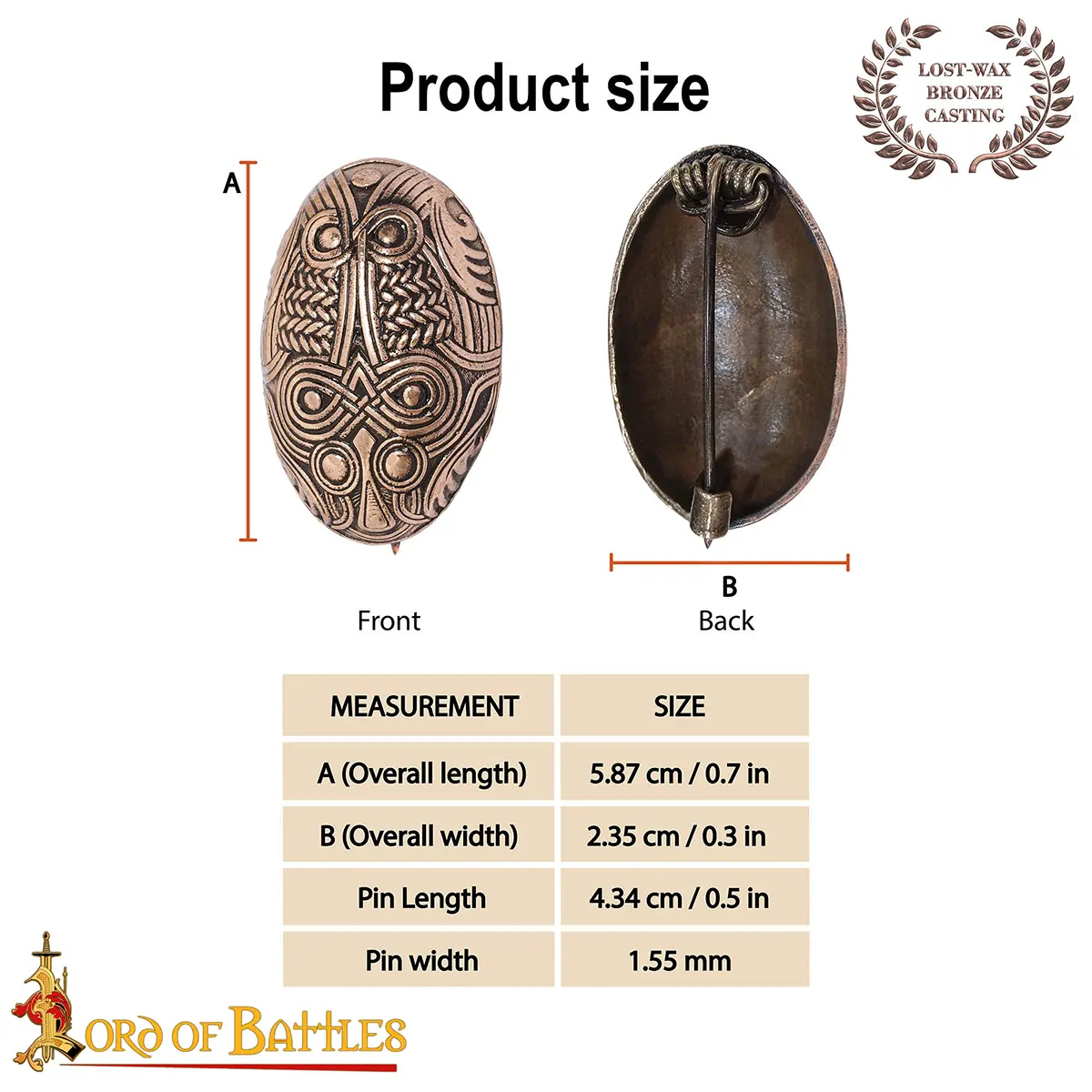 9th–10th Century Viking Bronze Tortoise Brooch Lost-Wax Cast Oval Shield Pin - Image 4