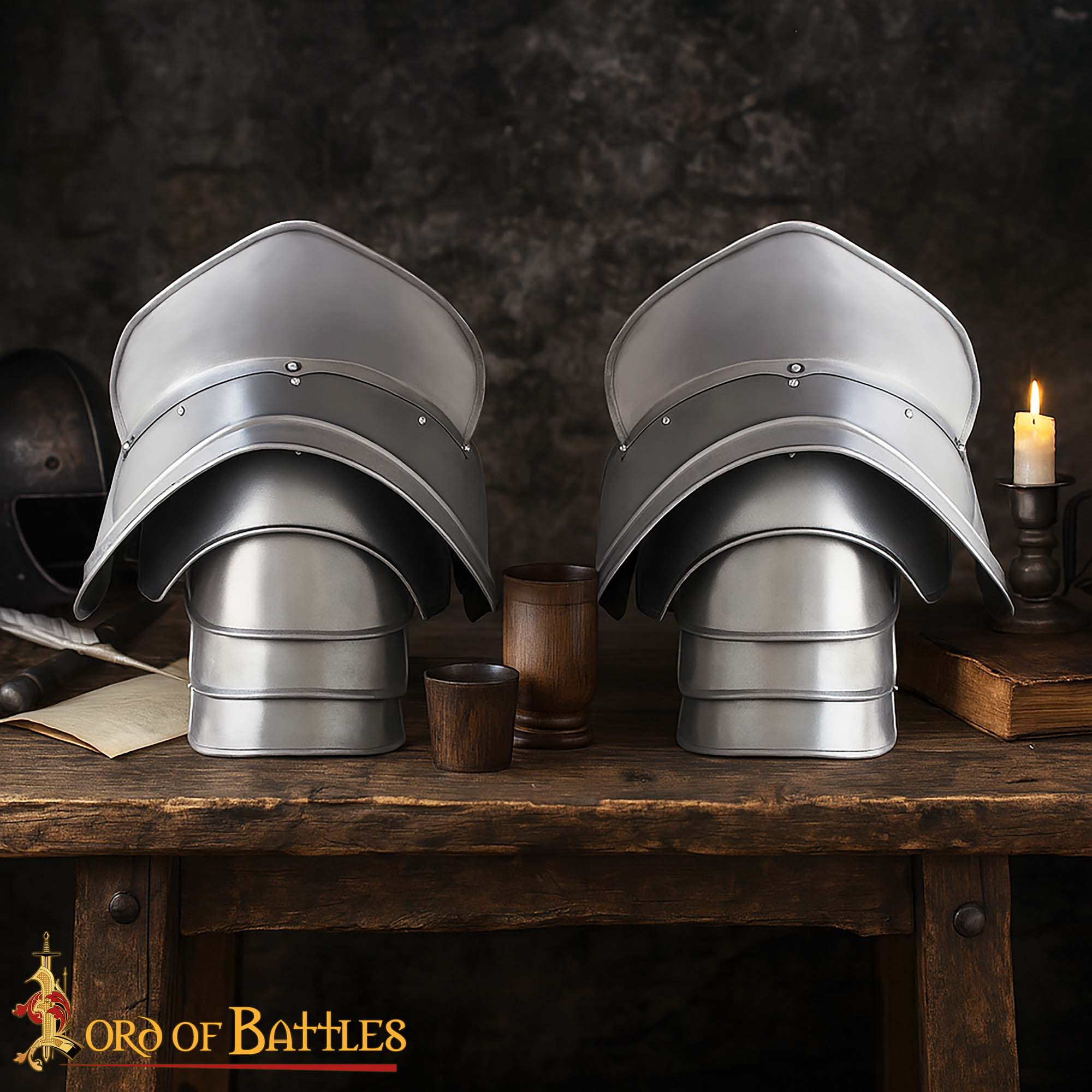 Medieval Fantasy Steel Pauldrons-9202P Steel Pauldrons