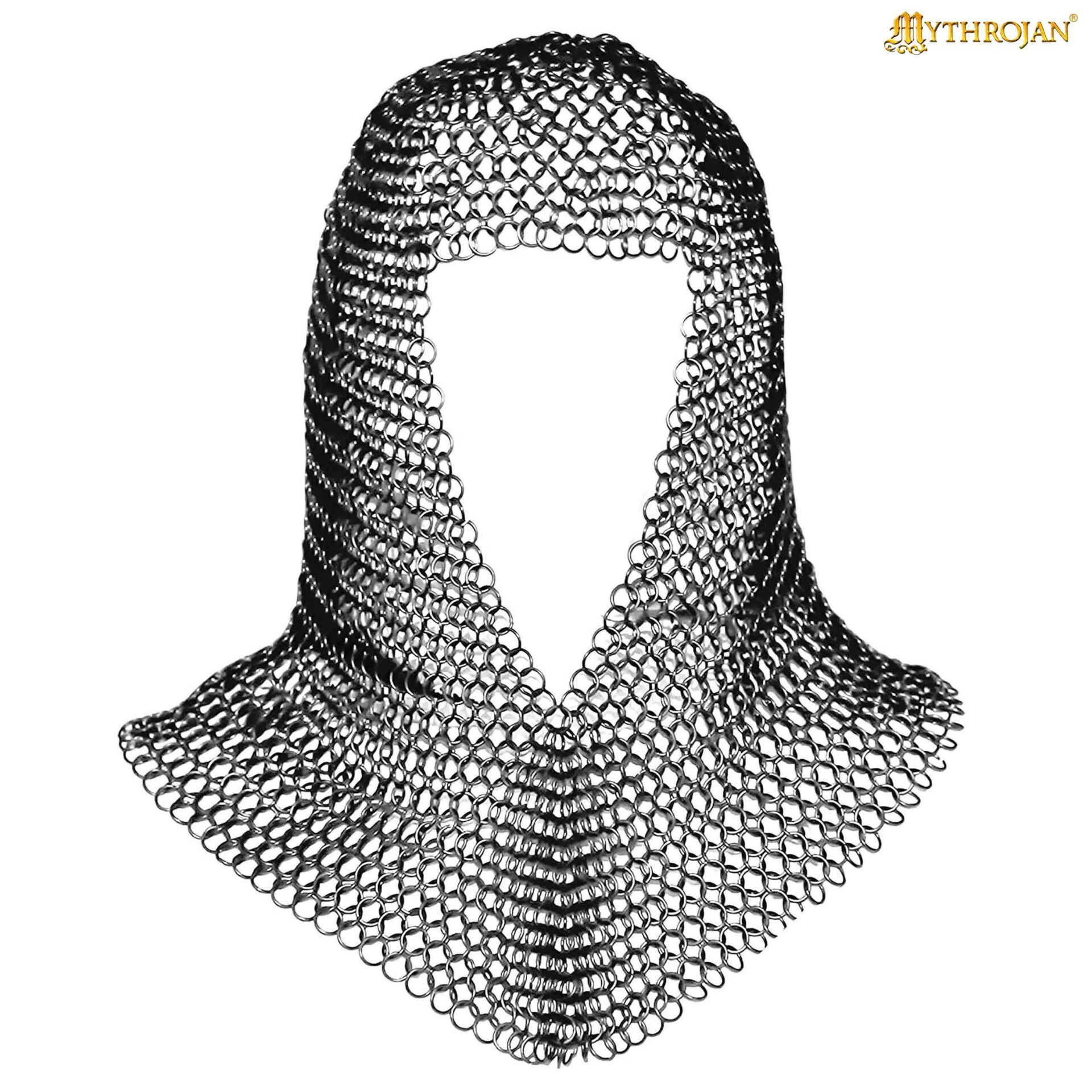 half-sleeves-chainmail-shirt-with-coif-mild-steel-butted-10mm-16g-300455 3 Chainmail Shirt with Coif