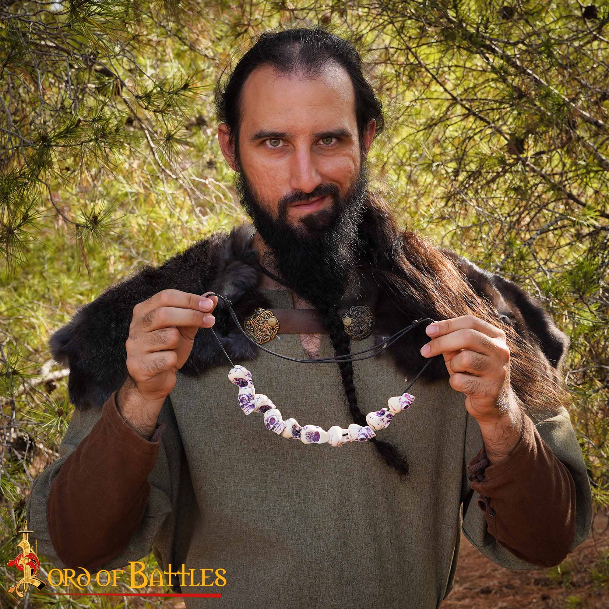 Viking Bone Skull Bead Necklace-26488 Bone Skull Necklace