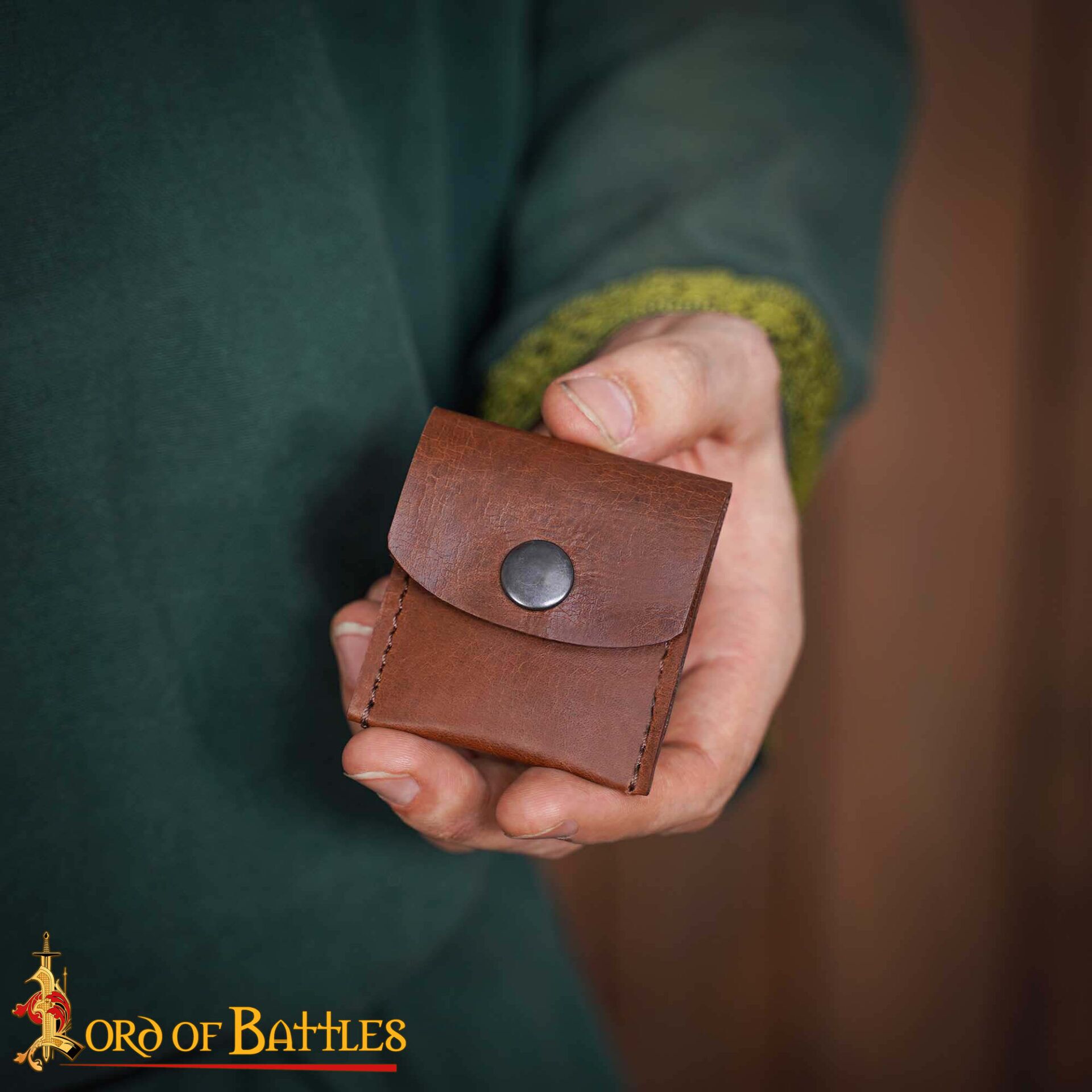 18th Century Medieval Leather Coin Pouch-26162BR 5 coin pouch