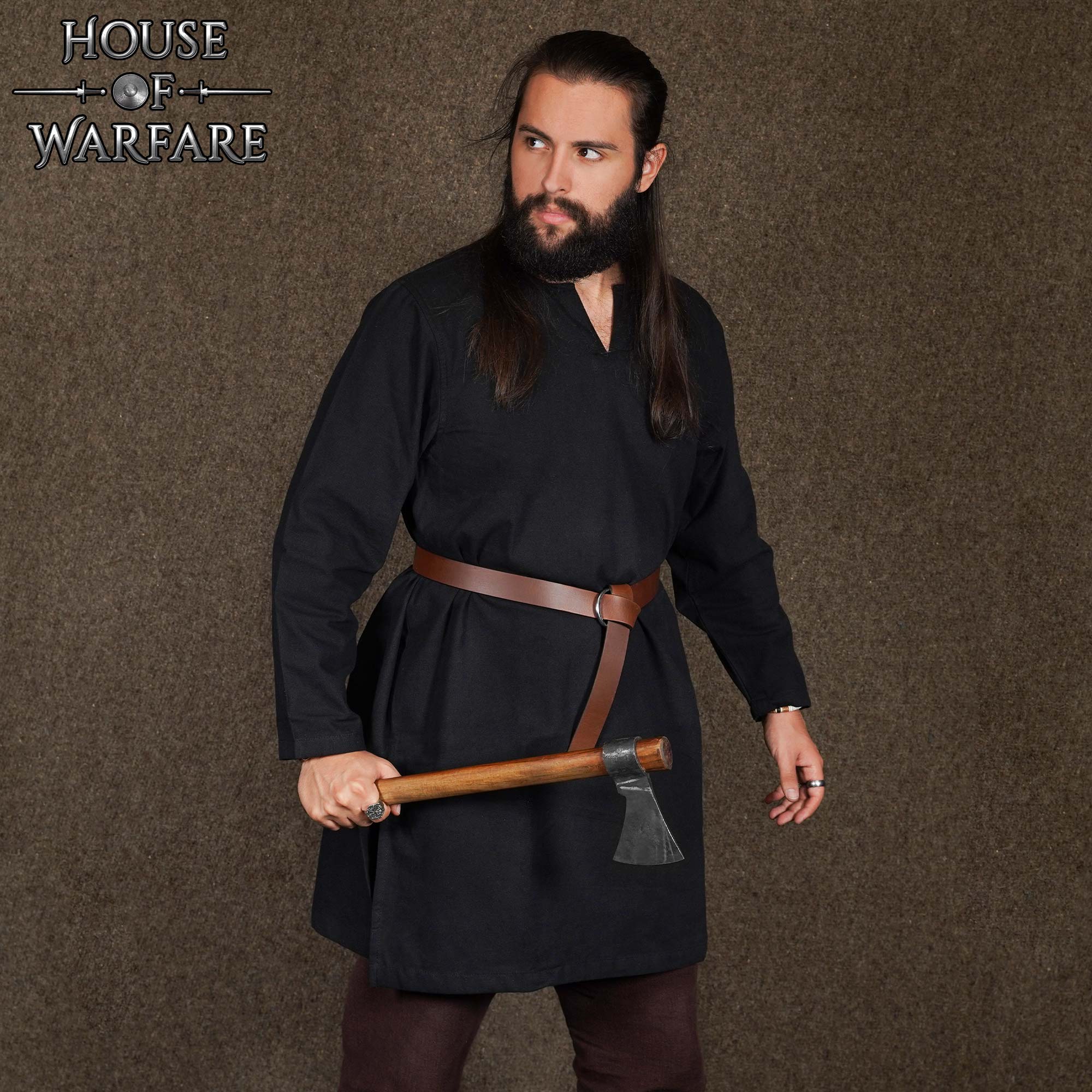 Medieval Full Sleeve Cotton Tunic Historical Costume Shirt-701392BK 1 Medieval Full Sleeve Cotton Tunic