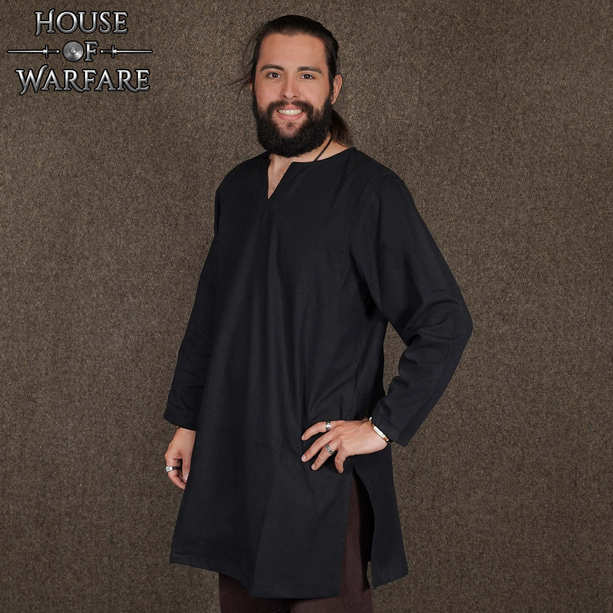 Medieval Full Sleeve Cotton Tunic Historical Costume Shirt-701392BK Medieval Full Sleeve Cotton Tunic