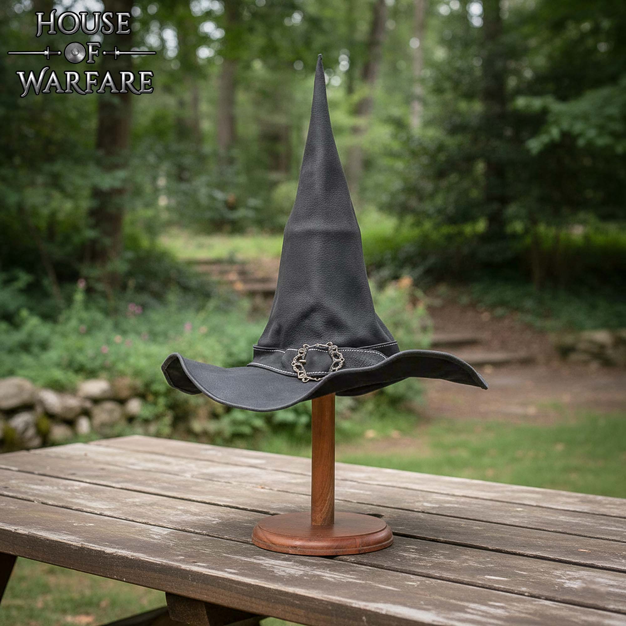 Medieval Leather Wizard Hat Handmade Fantasy Sorcerer & Witch Hat-701782BK 6 Wizard Hat