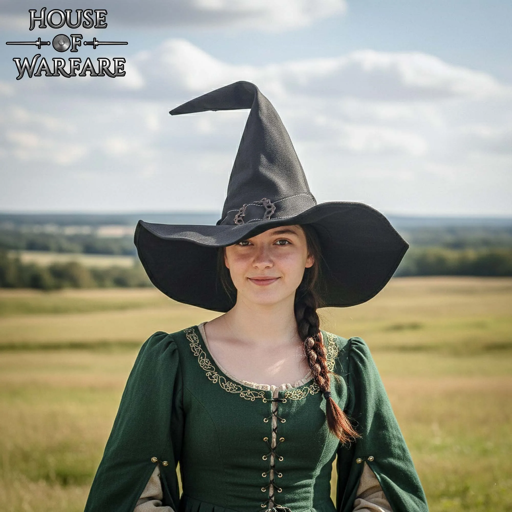 Medieval Leather Wizard Hat Handmade Fantasy Sorcerer & Witch Hat-701782BK Wizard Hat